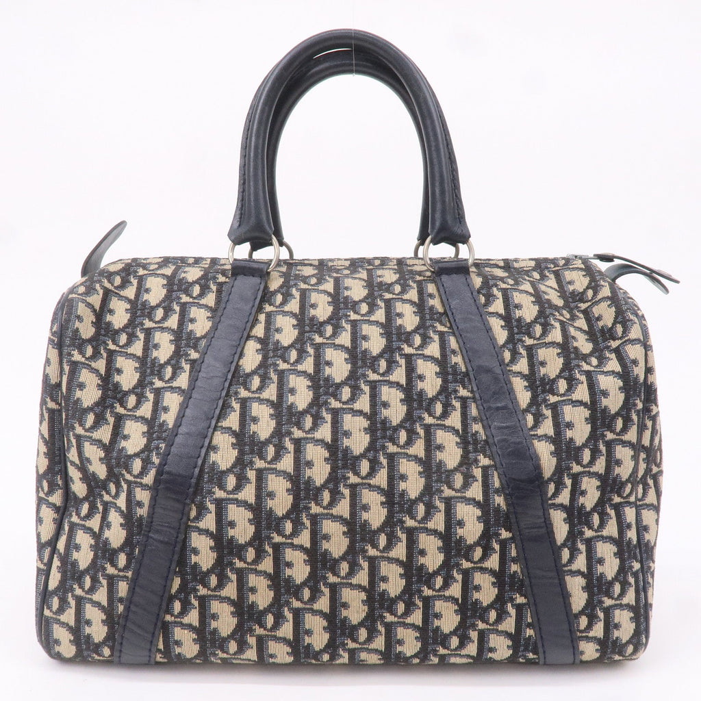 Christian Dior Trotter Canvas Leather Boston Bag Navy