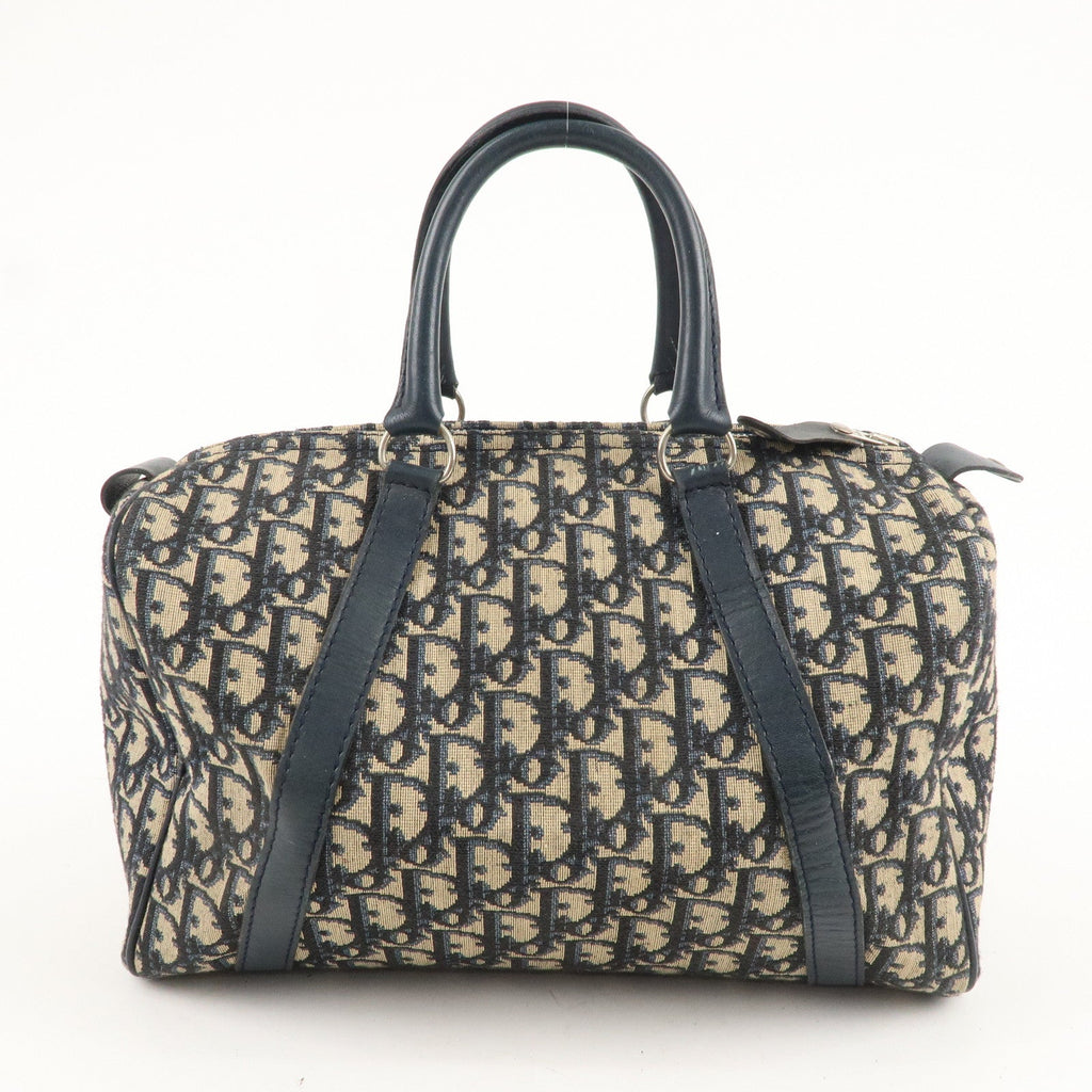Christian Dior Trotter Canvas Leather Boston Bag Navy