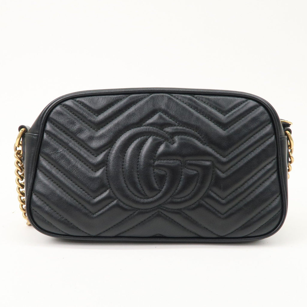 GUCCI GG Marmont Leather Chain Shoulder Bag Black 447632
