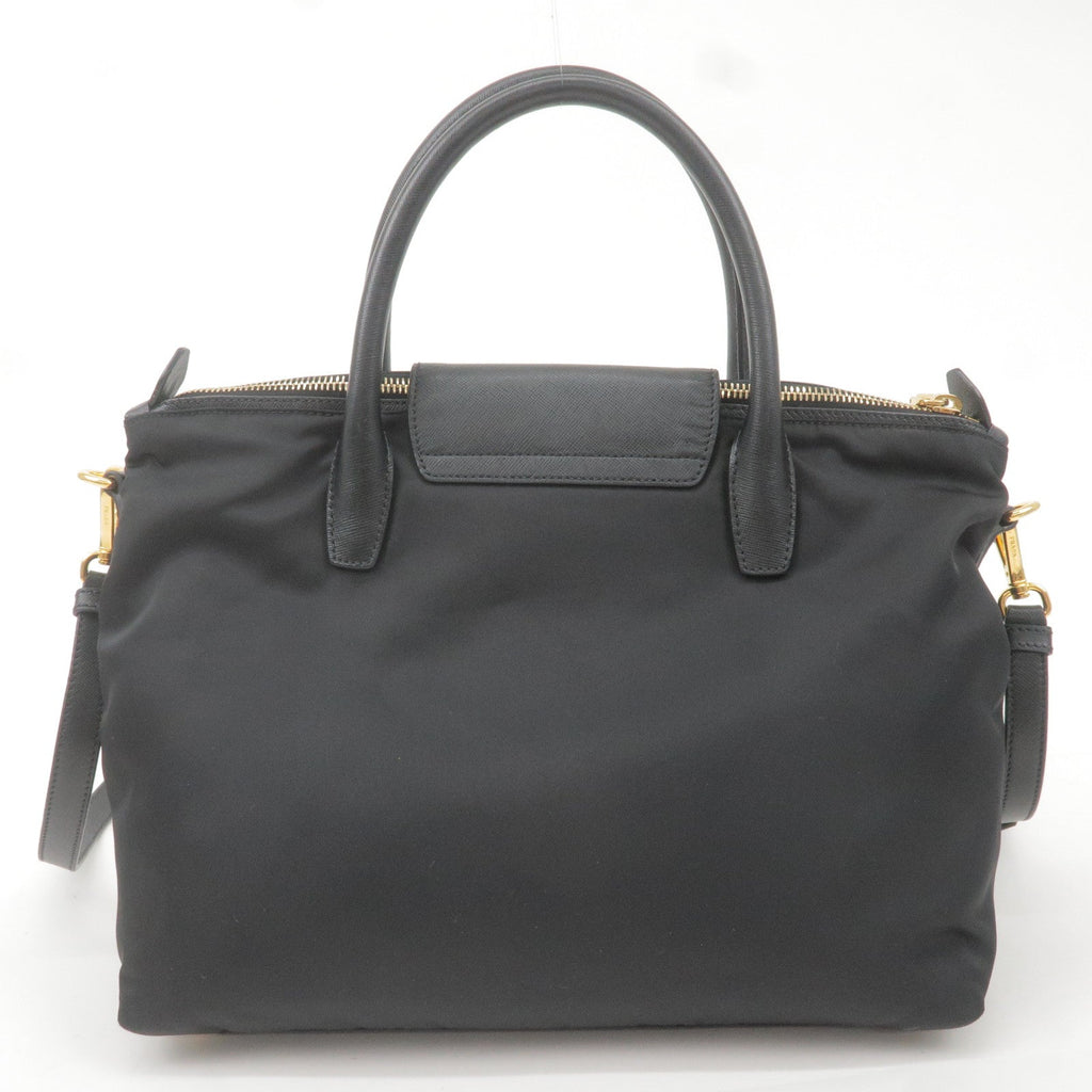 Prada Logo Nylon Leather 2Way Bag Hand Bag NERO Black BN2106