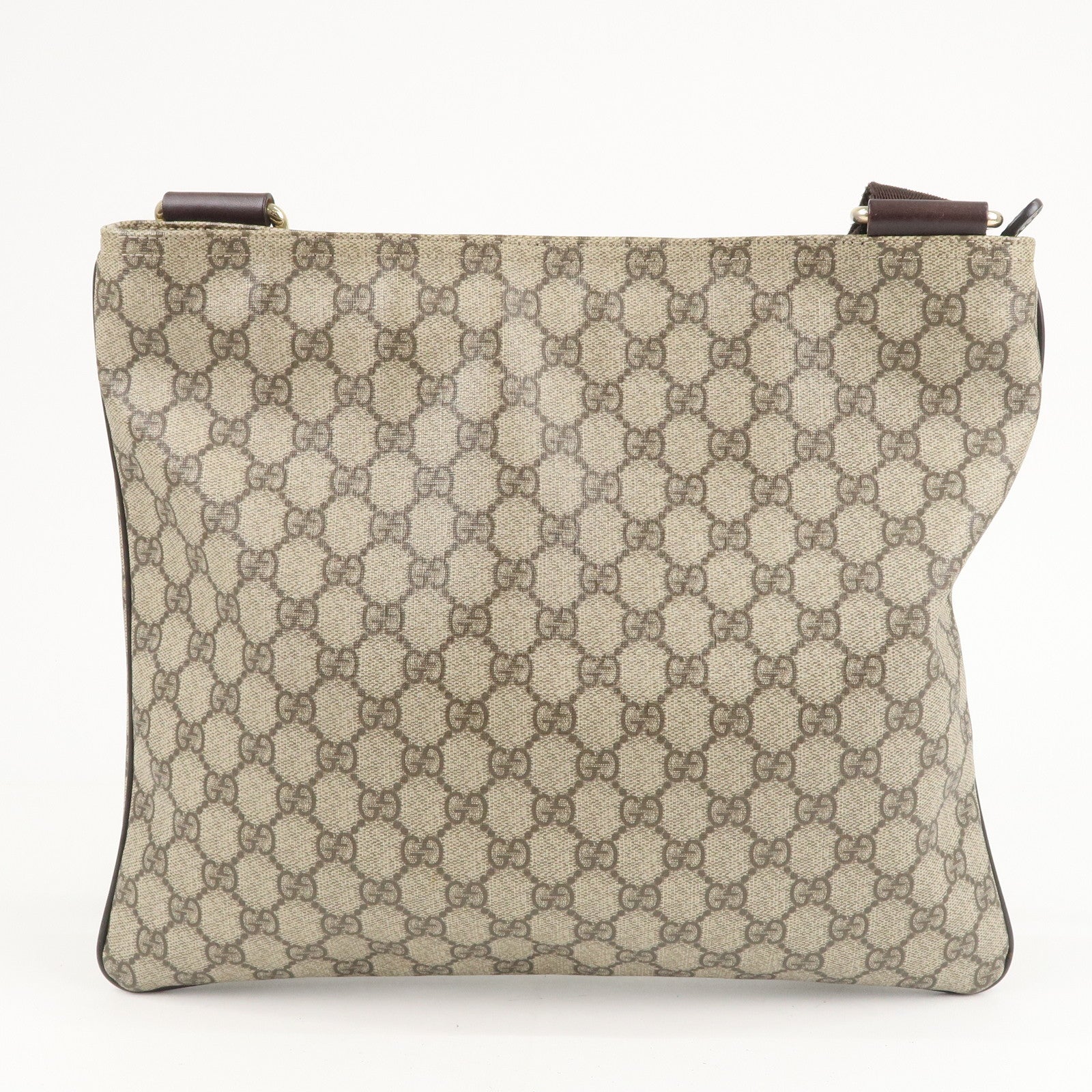 GUCCI GG Supreme Leather Shoulder Bag Beige Brown 201446