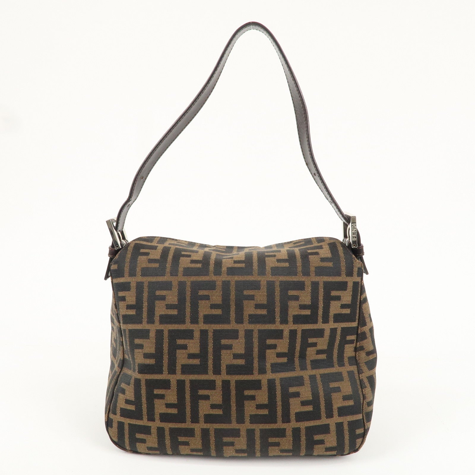 FENDI Zucca Canvas Leather Shoulder Bag Brown 222826