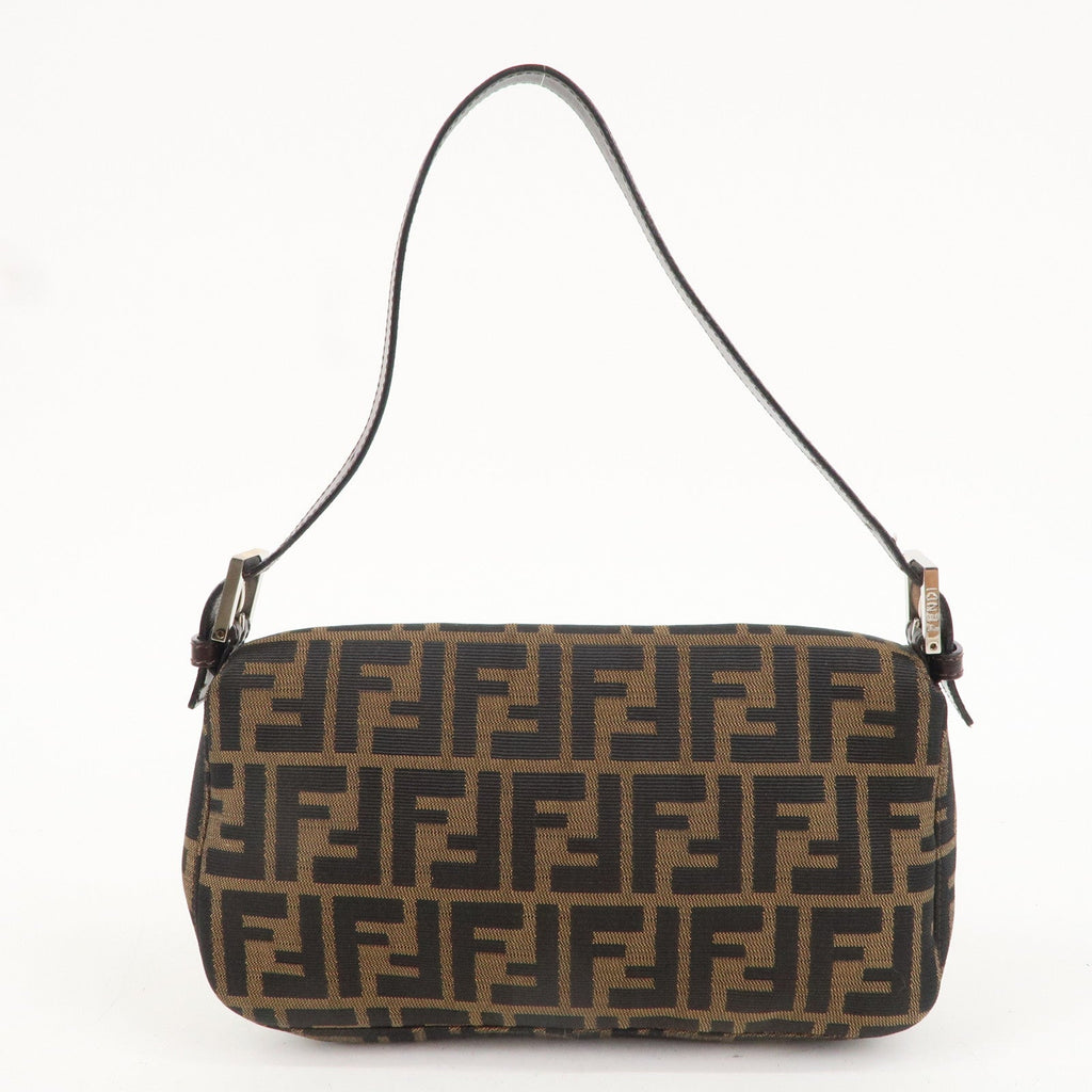 FENDI Zucca Mamma Baguette Canvas Leather Shoulder Bag 26424