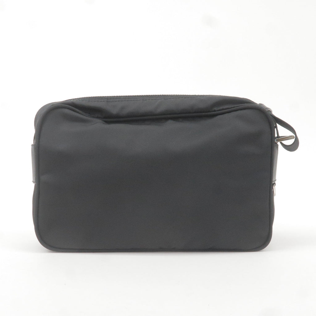 Prada Logo Nylon Leather Shoulder Bag Crossbody Bag Black 1BC167