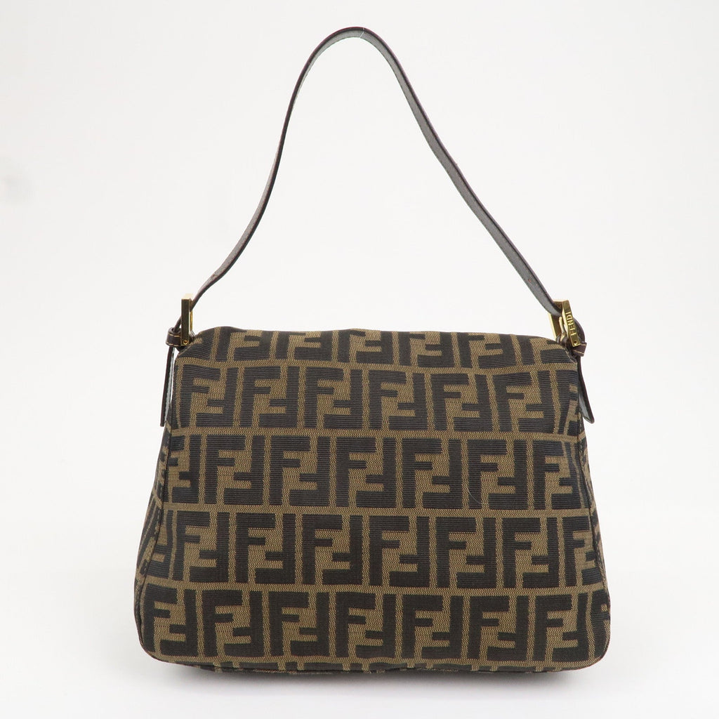 FENDI Mamma Baguette Zucca Canvas Leather Shoulder Bag 26325