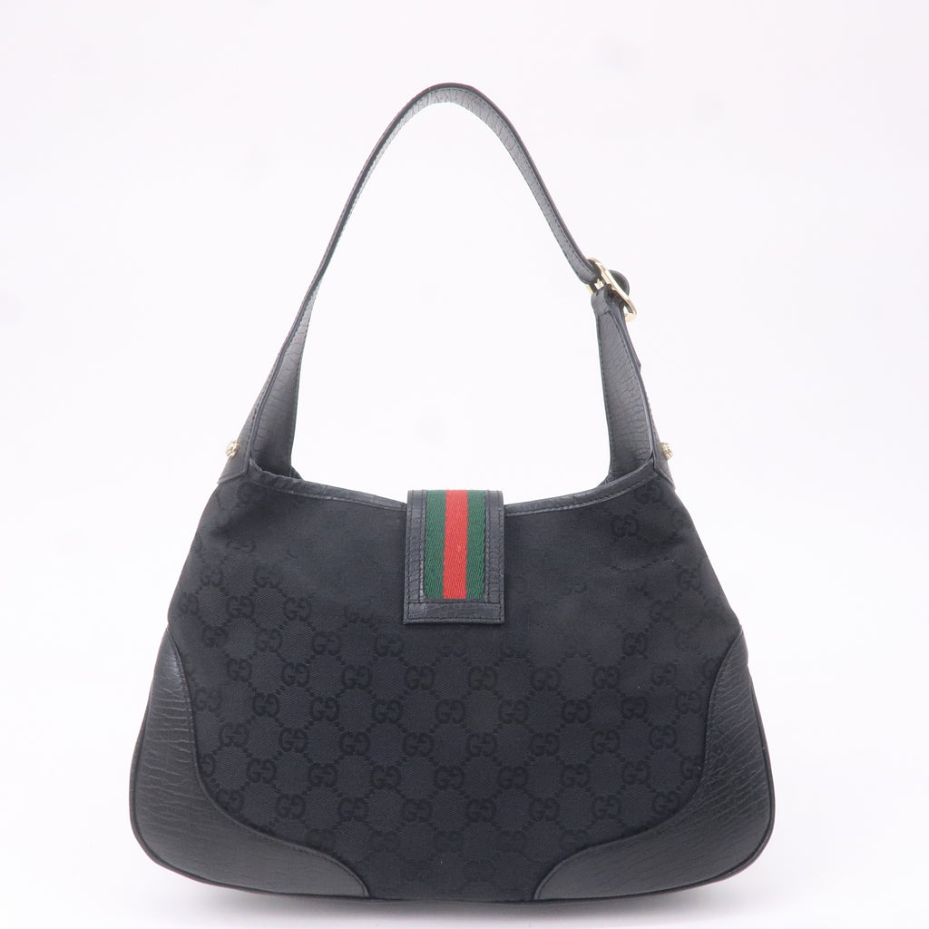 GUCCI Sherry GG Canvas Leather Shoulder Bag Black 130779