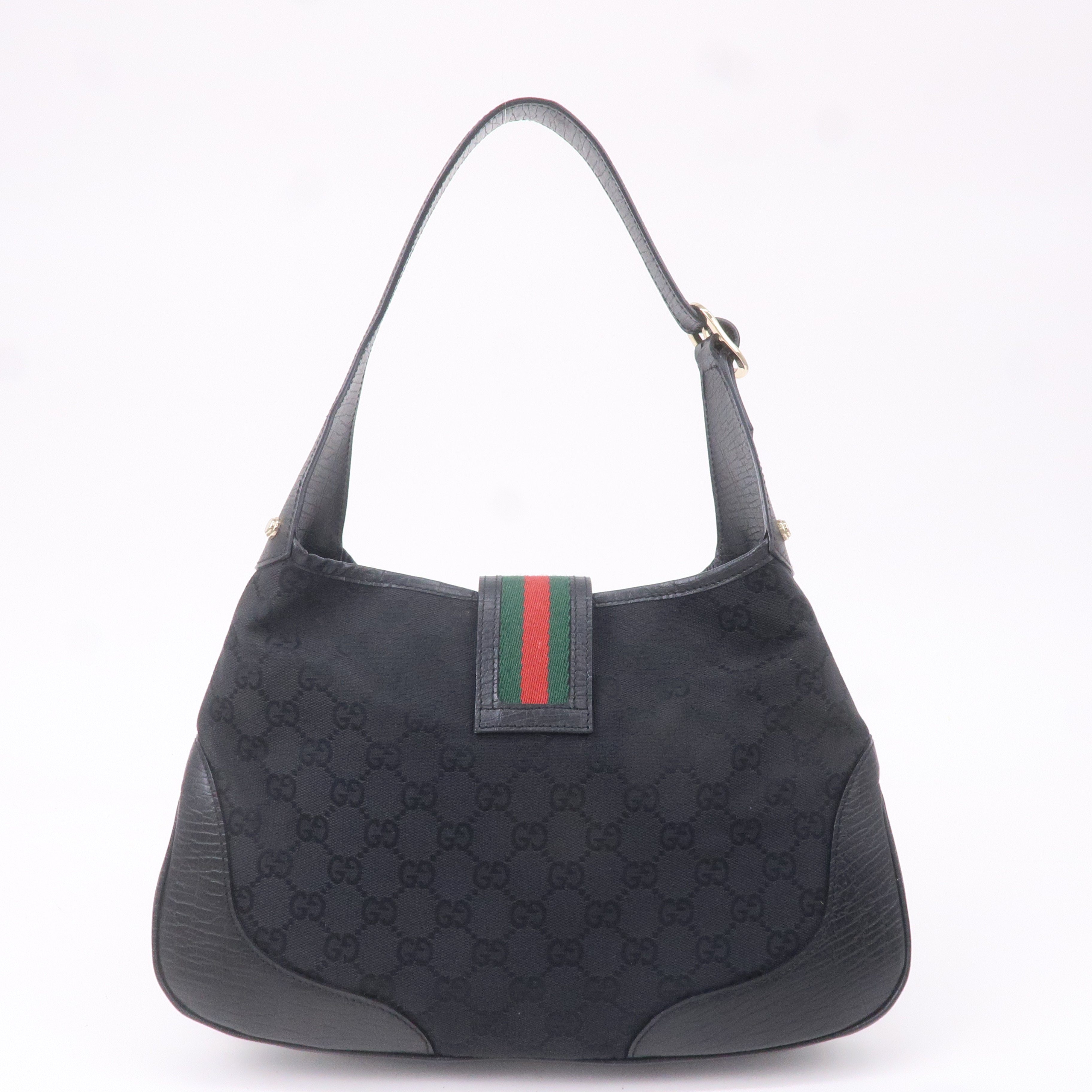 GUCCI Sherry GG Canvas Leather Shoulder Bag Black 130779