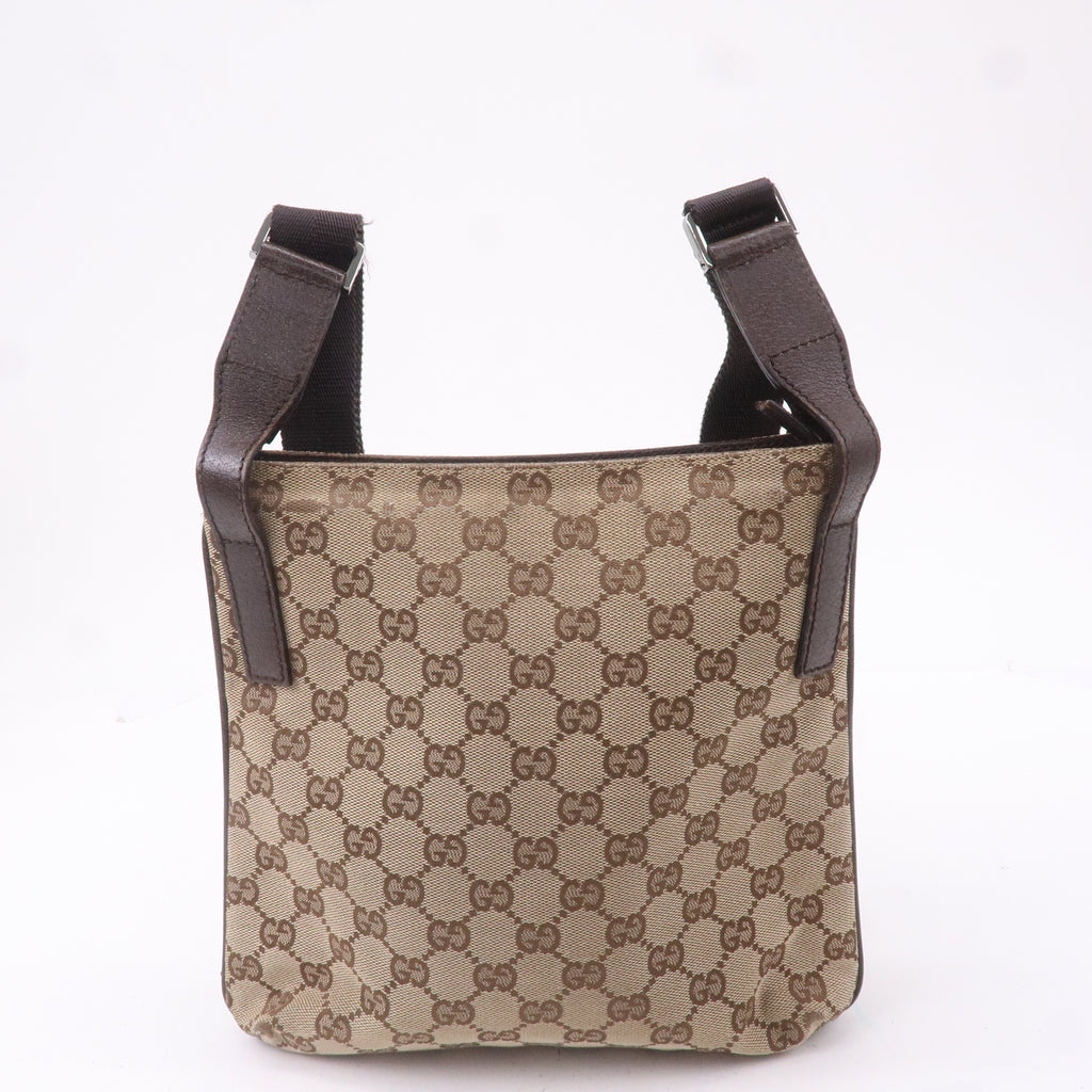 GUCCI GG Canvas Leather Shoulder Bag Beige Brown 122793
