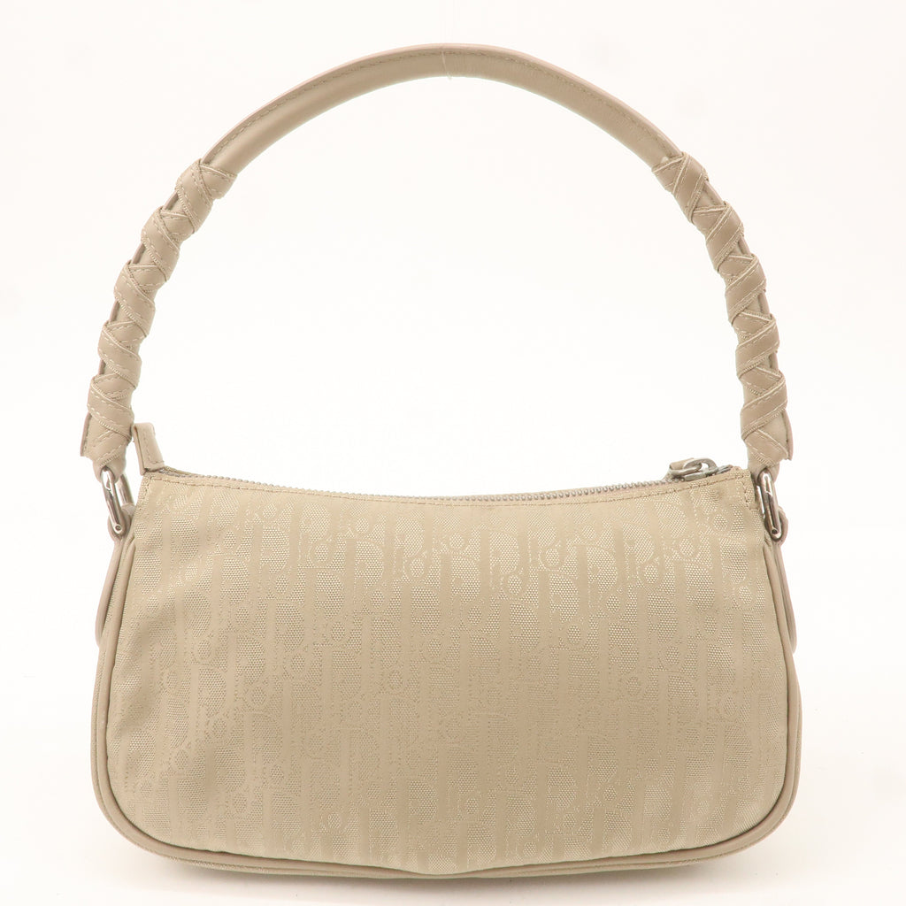 Christian Dior Trotter Nylon Leather Shoulder Bag Beige