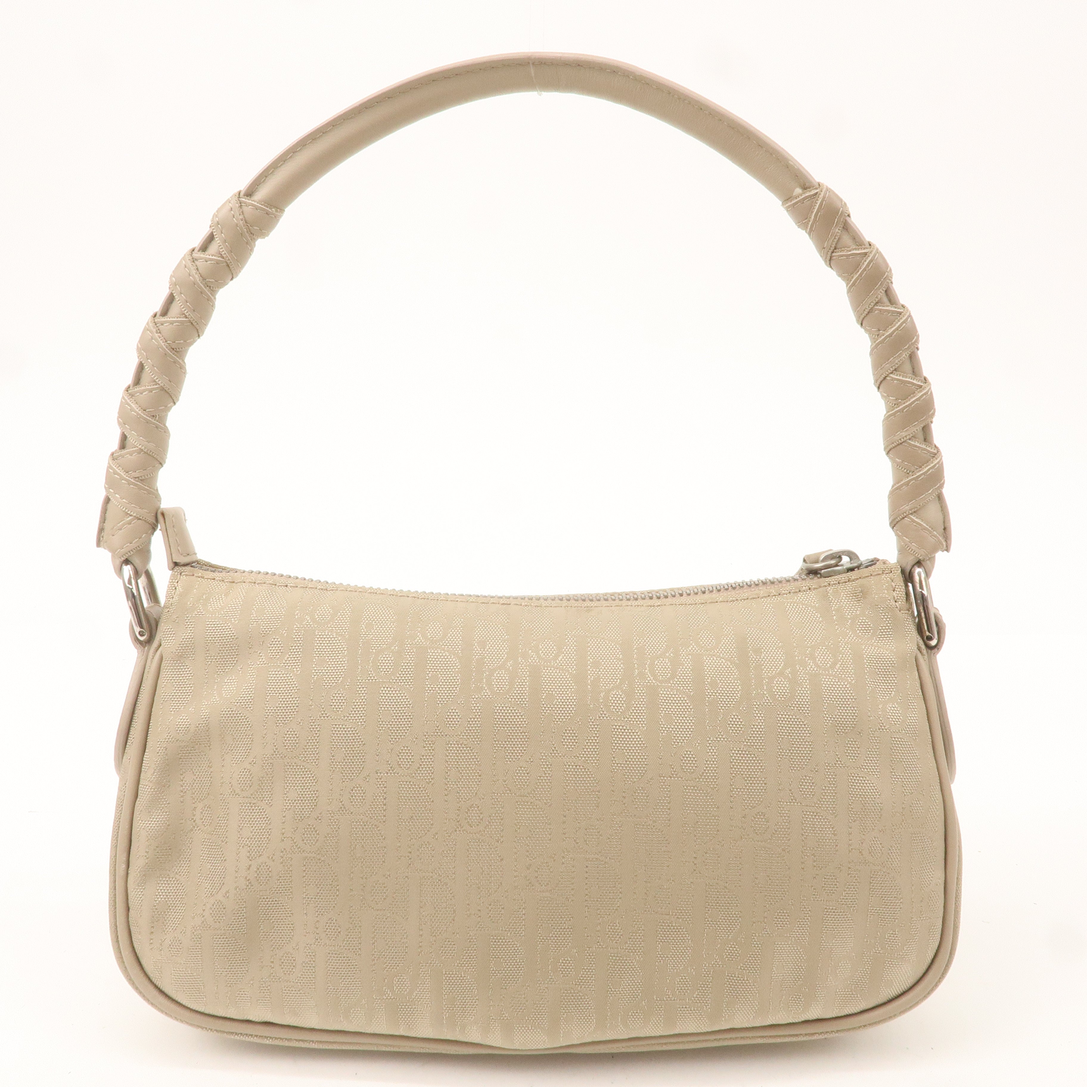 Christian Dior Trotter Nylon Leather Shoulder Bag Beige