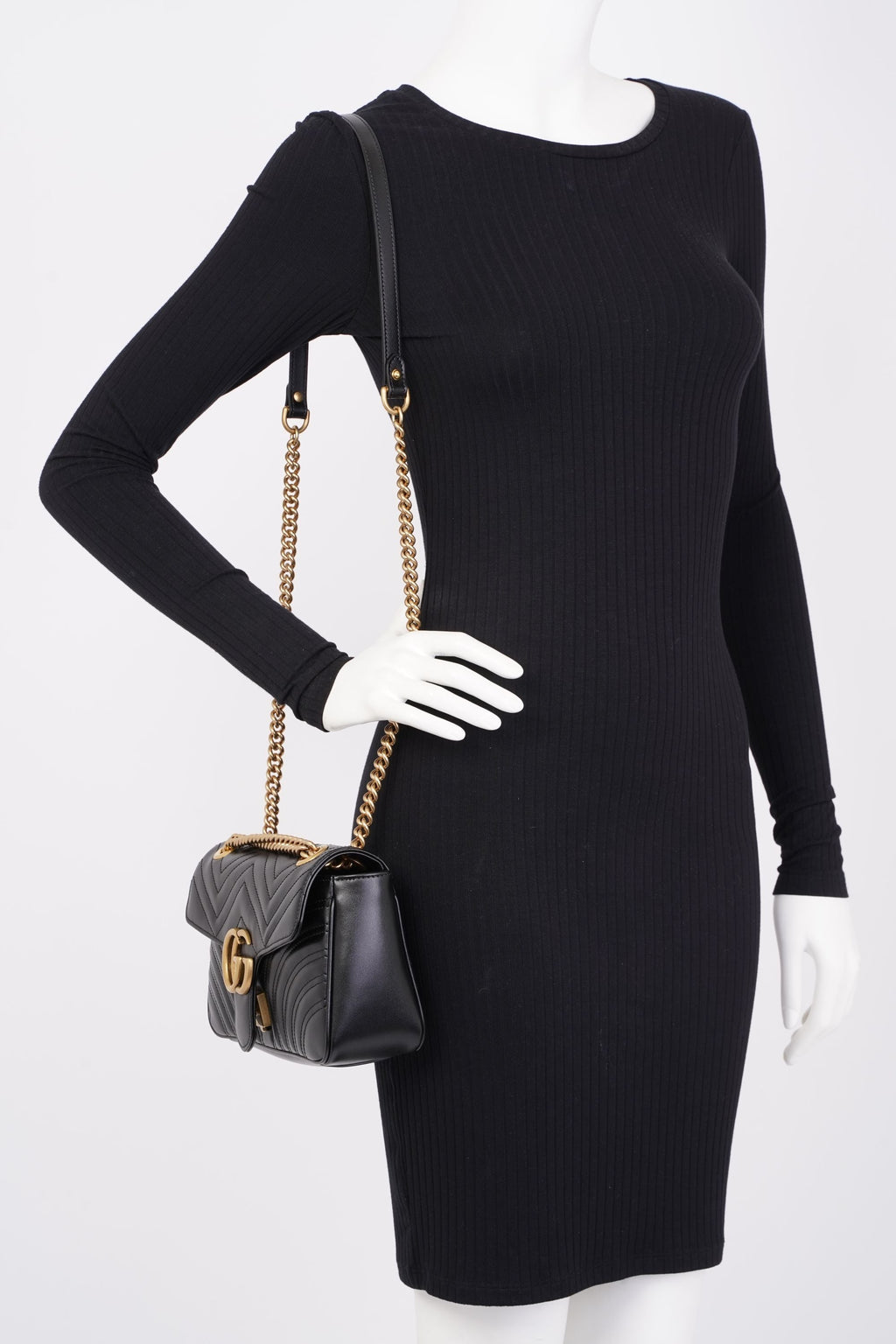 Gucci Marmont Flap Black Matelasse Leather Small