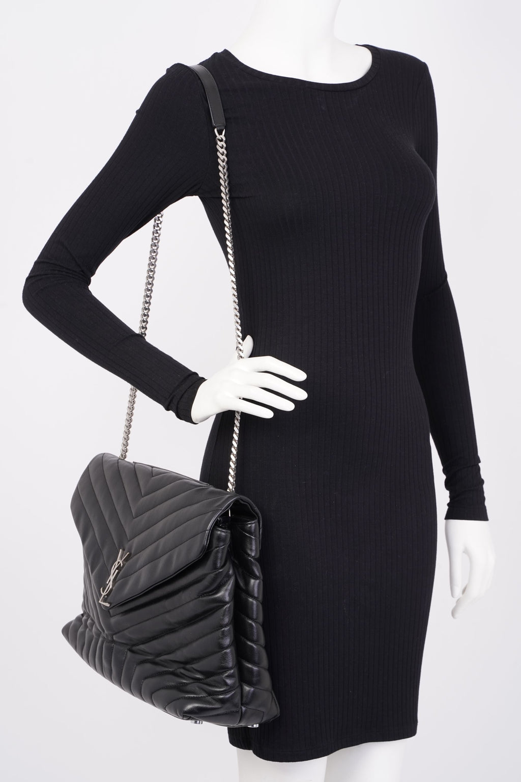 Saint Laurent Lou Lou Black Calfskin Leather Large
