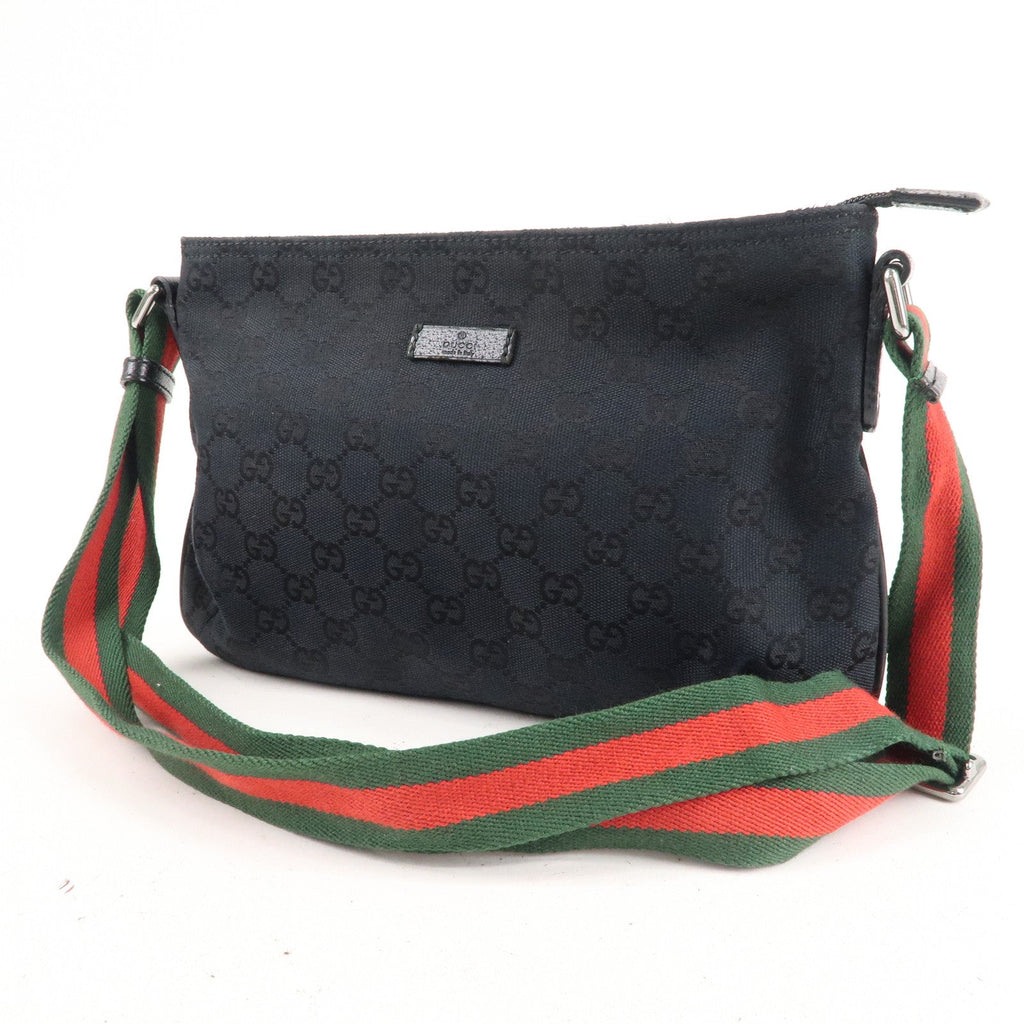 GUCCI Sherry GG Canvas Leather Shoulder Bag Black 189749