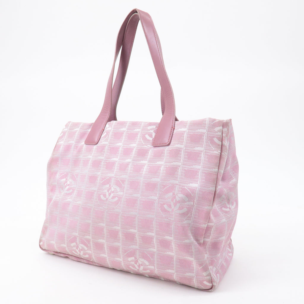 CHANEL New Travel Line Nylon Jacquard Leather Tote Bag MM A15991