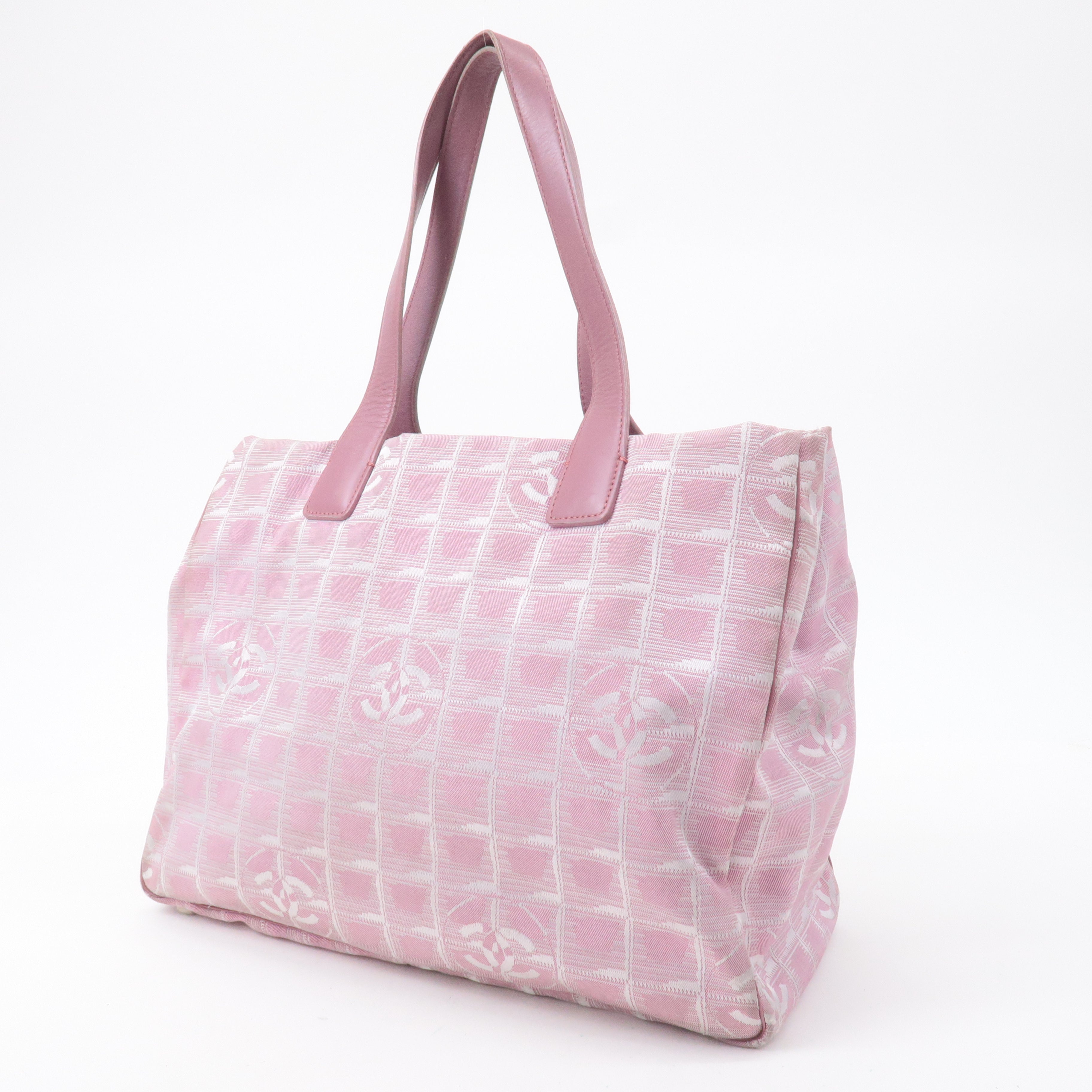 CHANEL New Travel Line Nylon Jacquard Leather Tote Bag MM A15991