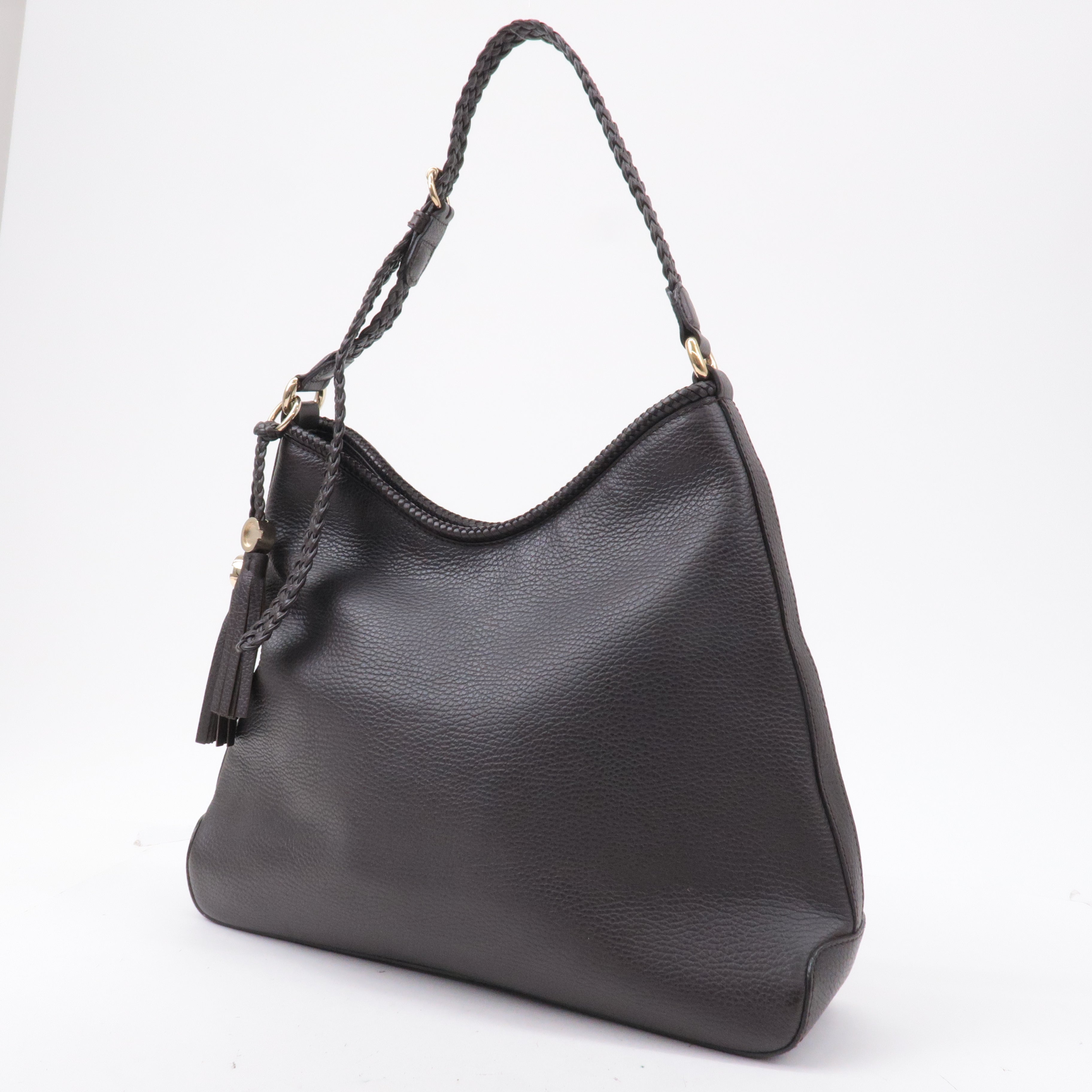GUCCI Leather Shoulder Bag Hand Bag Dark Brown 336659