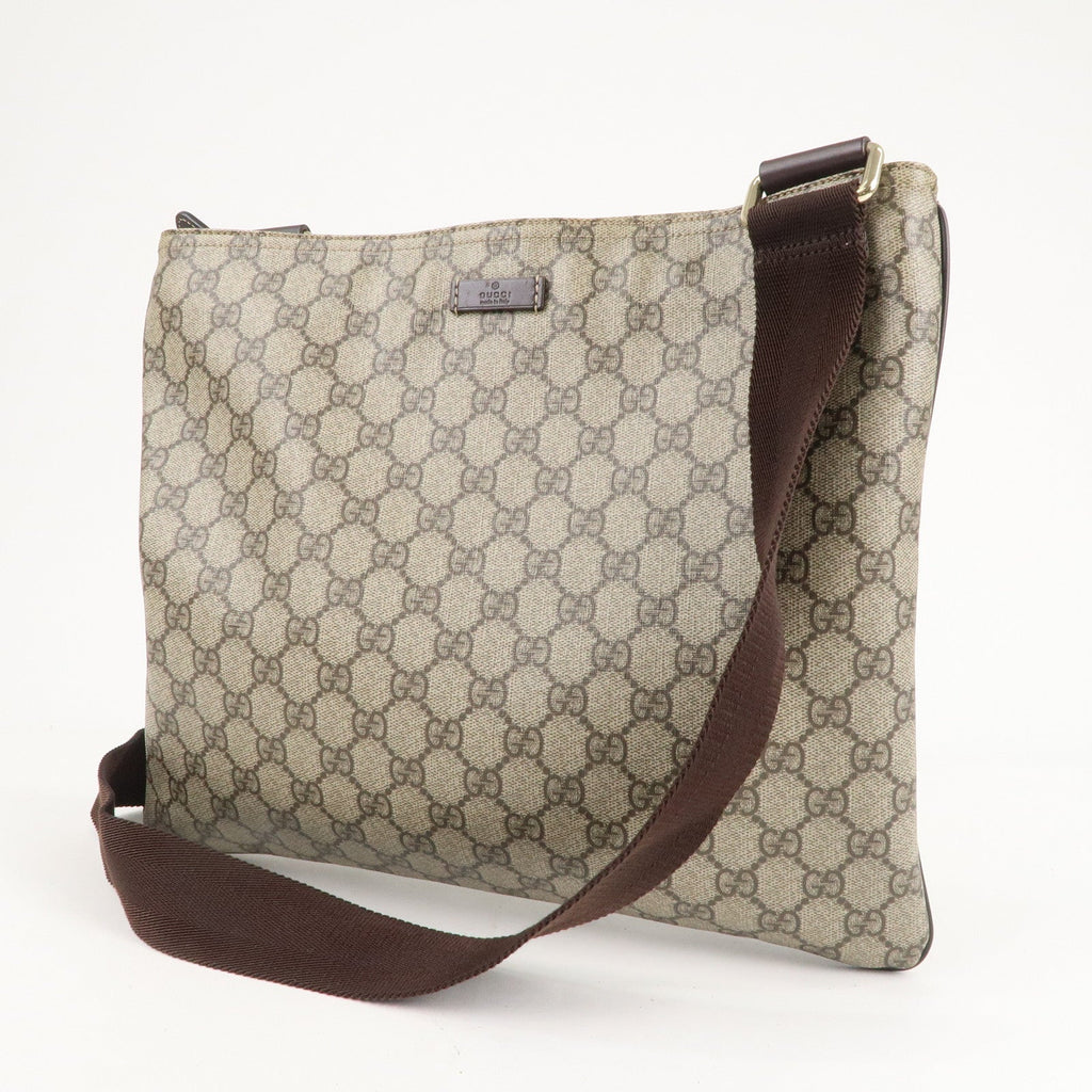 GUCCI GG Supreme Leather Shoulder Bag Beige Brown 201446