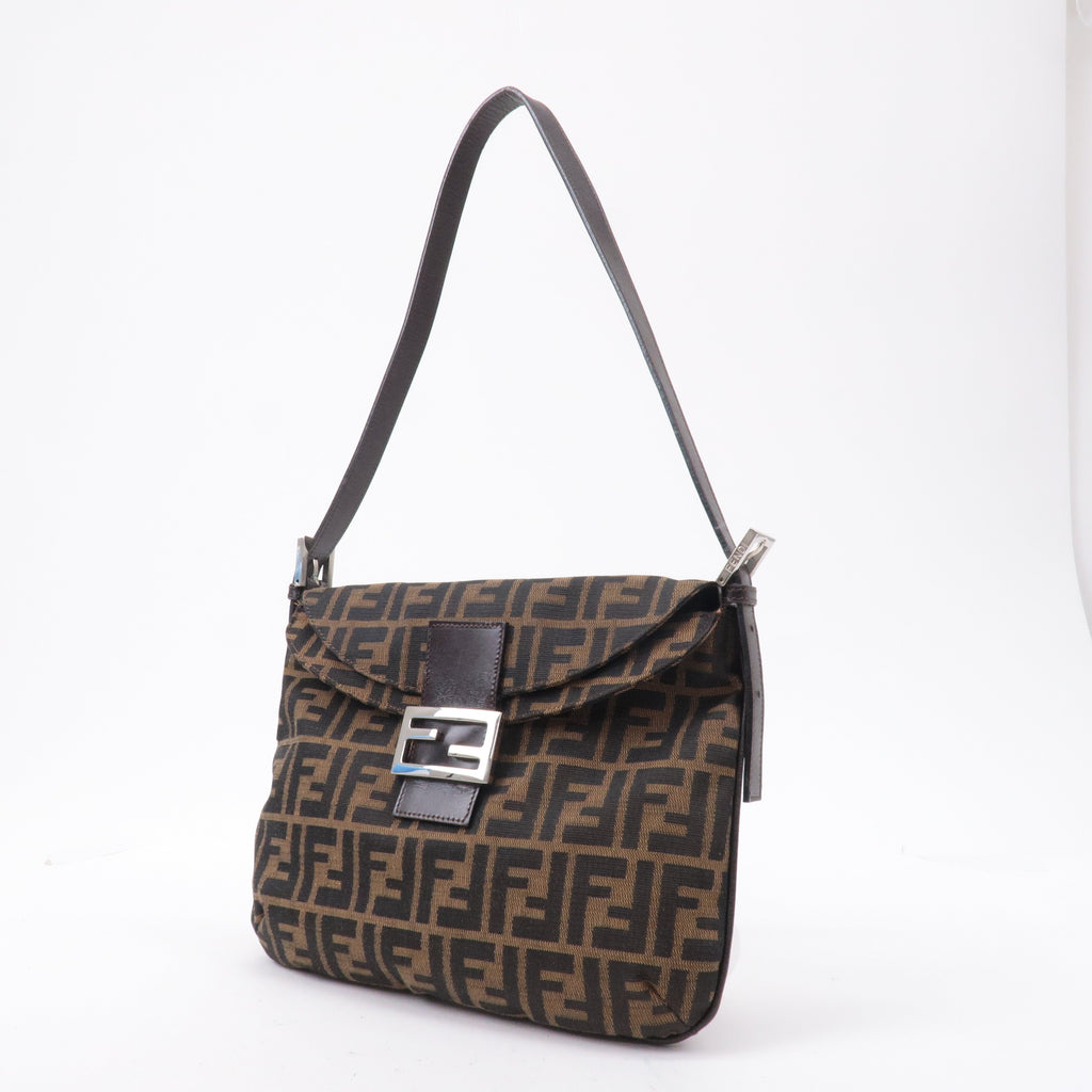 FENDI Zucca Canvas Leather Shoulder Bag Brown 83164900012