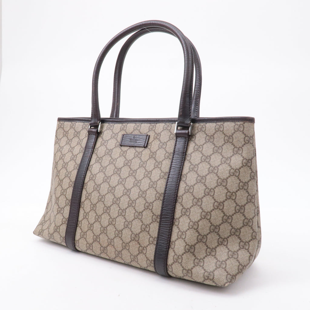 GUCCI GG Supreme Leather Tote Bag Beige Brown 114595