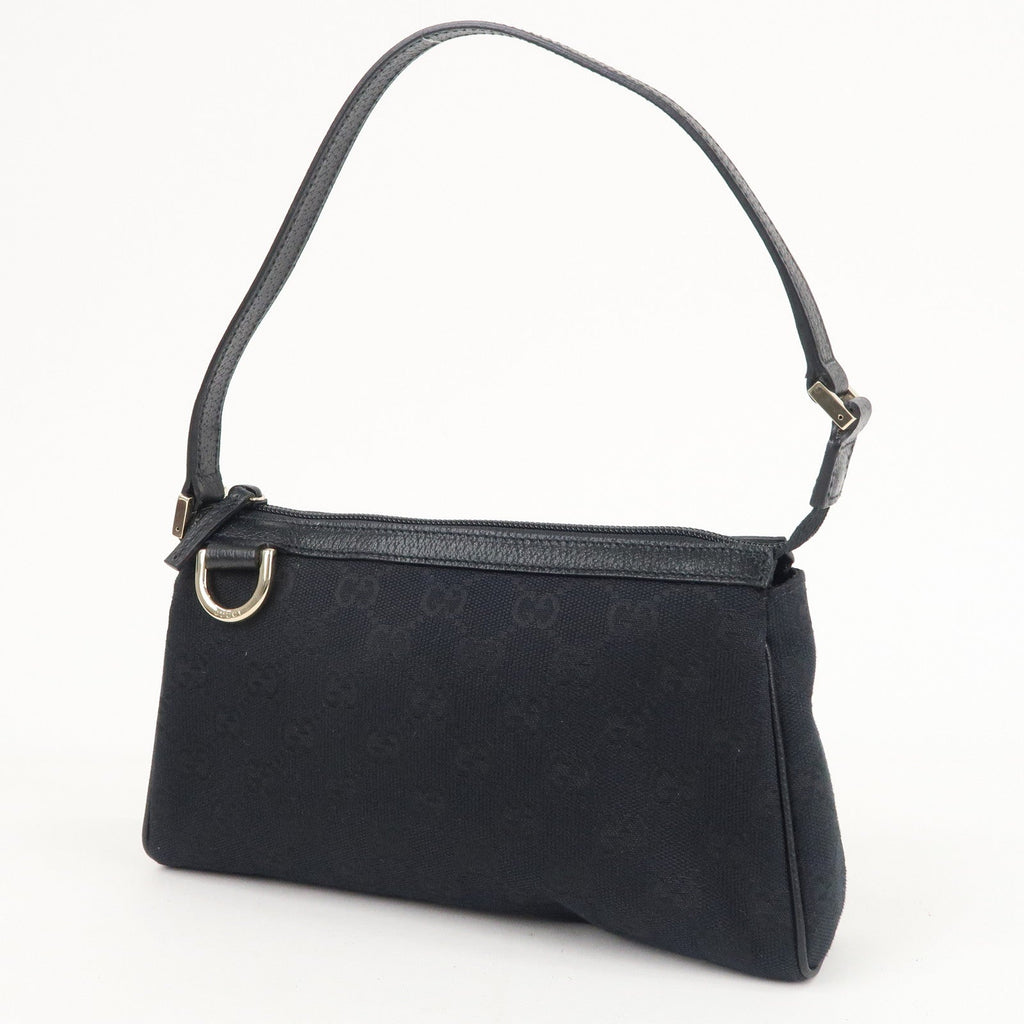 GUCCI Abbey GG Canvas Leather Hand Bag Pouch Black 145750