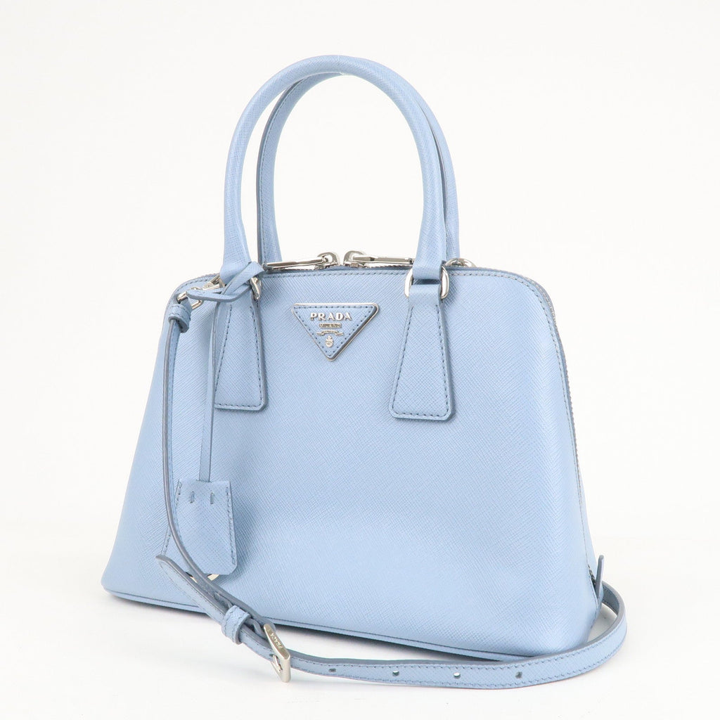 Prada Logo Leather 2Way Bag Hand Bag Shoulder Bag Blue 1BA838