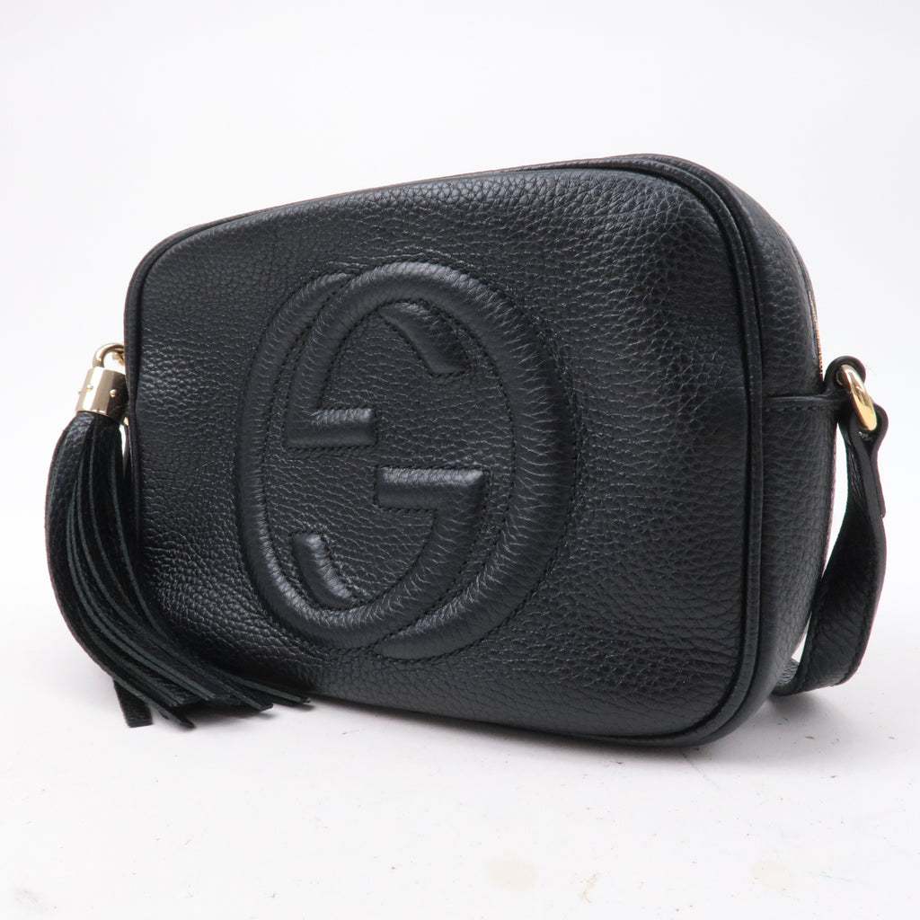 GUCCI SOHO Small Disco Leather Shoulder Bag Black 308364