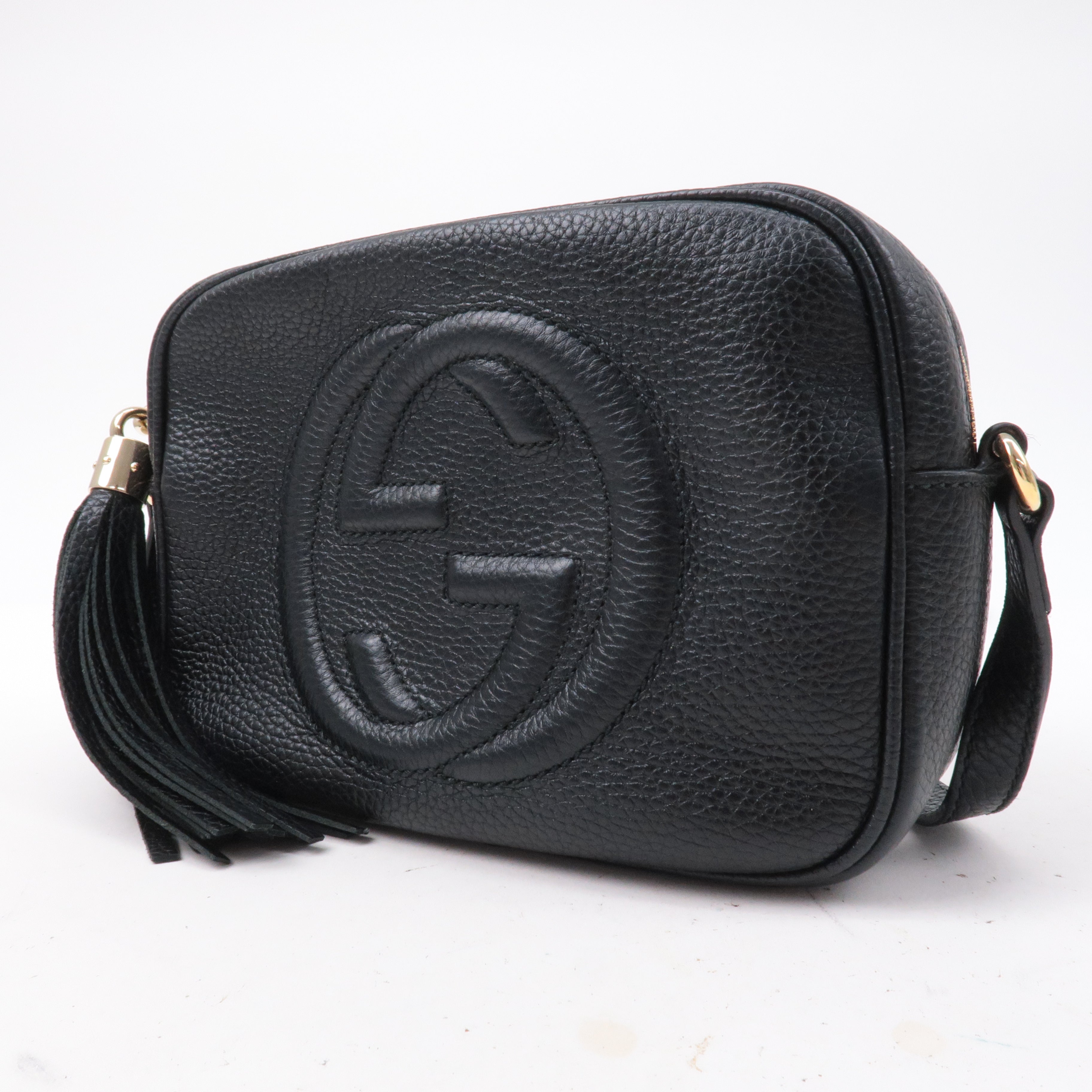 GUCCI SOHO Small Disco Leather Shoulder Bag Black 308364