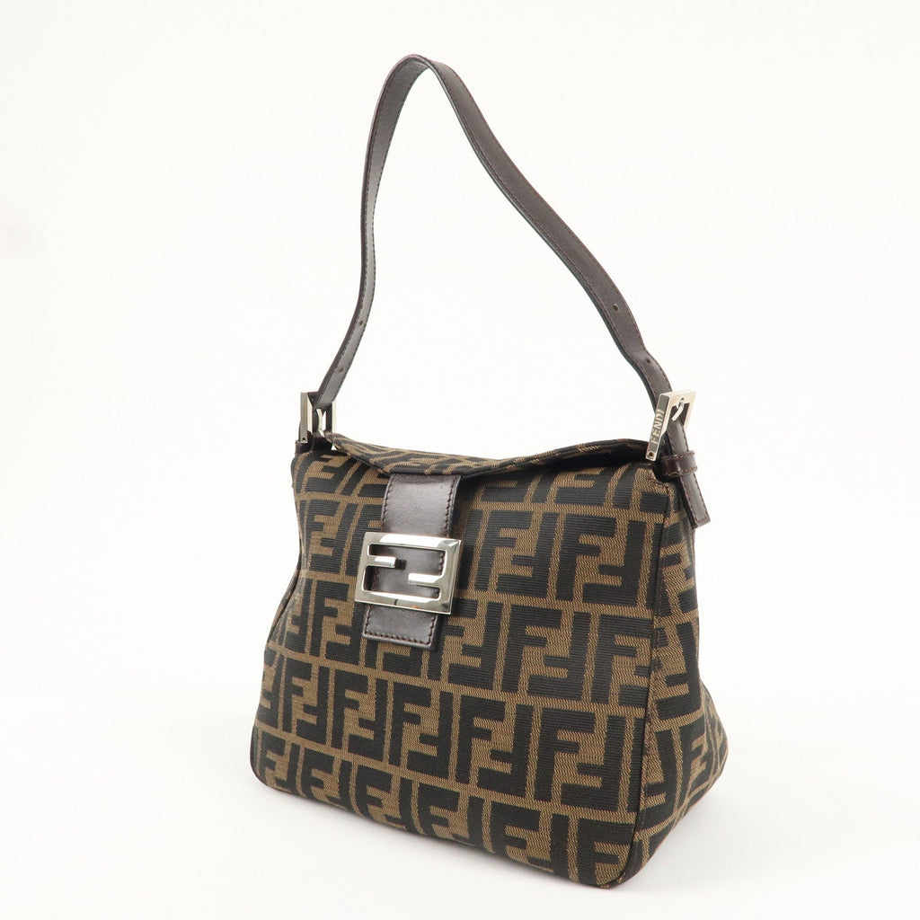 FENDI Zucca Canvas Leather Shoulder Bag Brown 222826