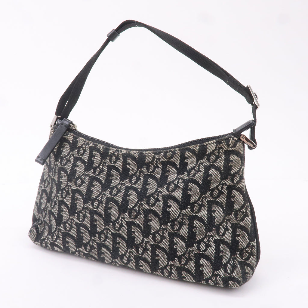Christian Dior Trotter Canvas Leather Hand Bag Pouch Black