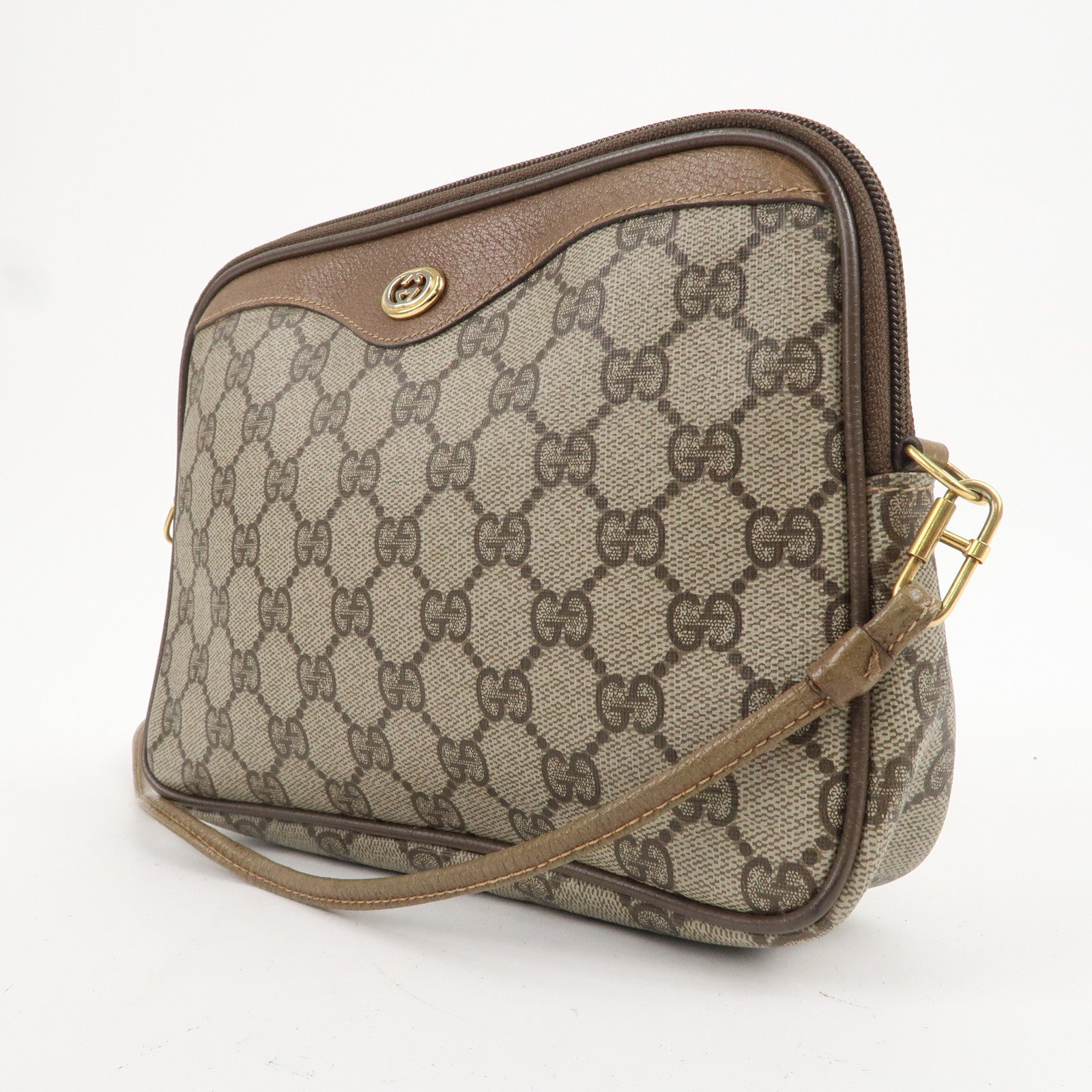 GUCCI Old Gucci GG Plus Leather Shoulder Bag Beige 97.02.068