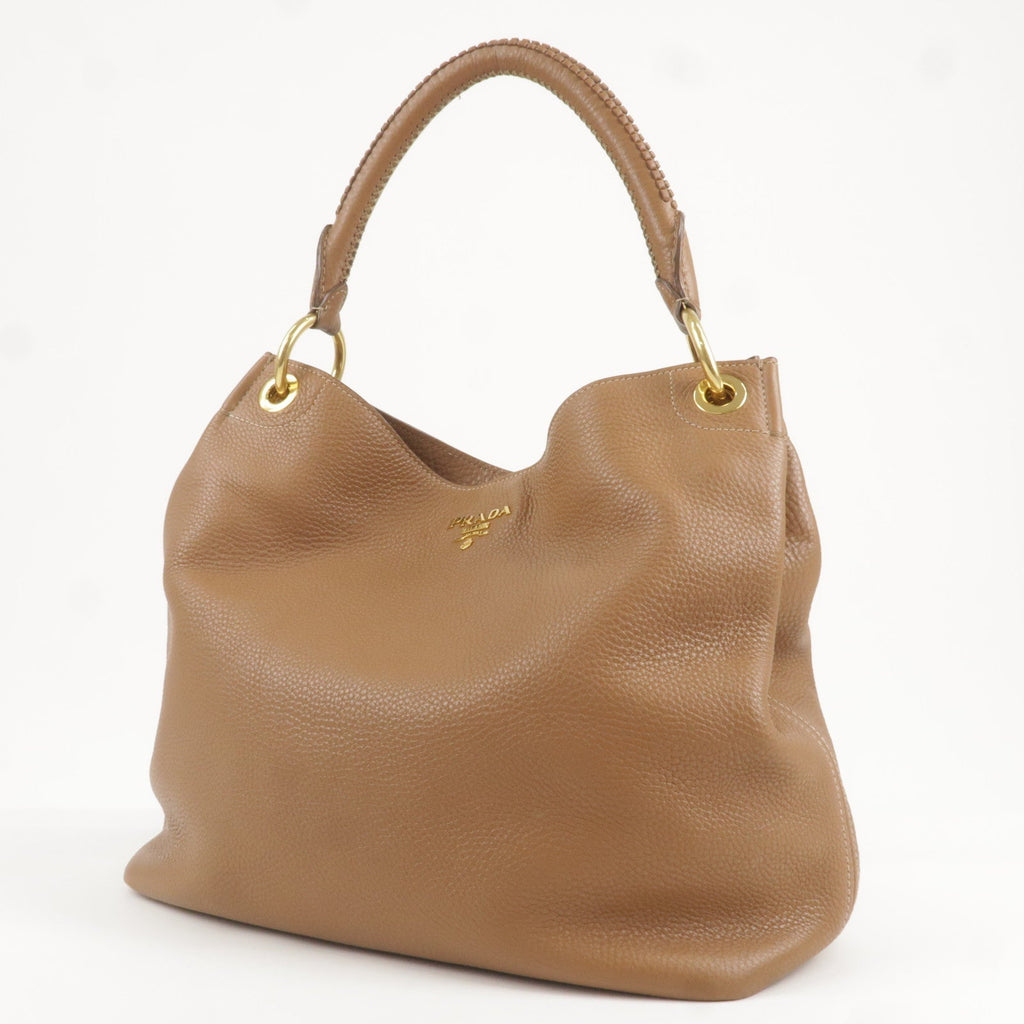 Prada Logo Leather One Shoulder Bag Brown BR4829