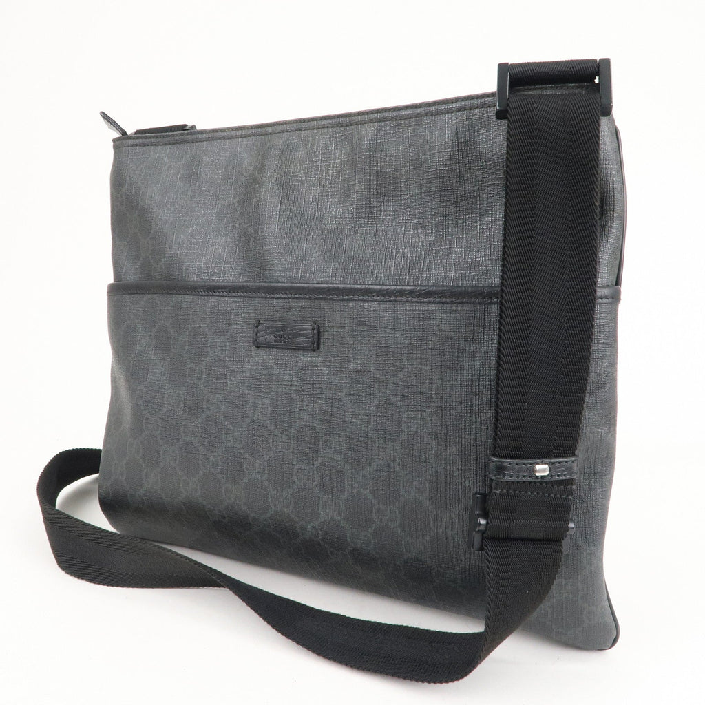 GUCCI GG Supreme Leather Shoulder Bag Black 162904