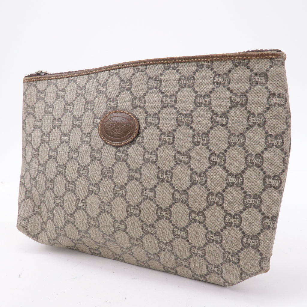 GUCCI Set of 2 Old Gucci GG Plus Leather Clutch Bag Beige Brown
