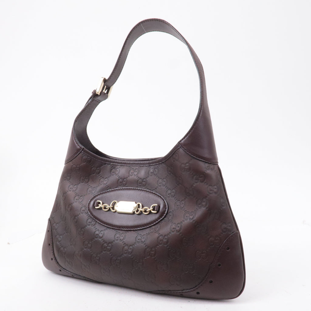 GUCCI Guccissima Leather Shoulder Bag Hand Bag Brown 145778
