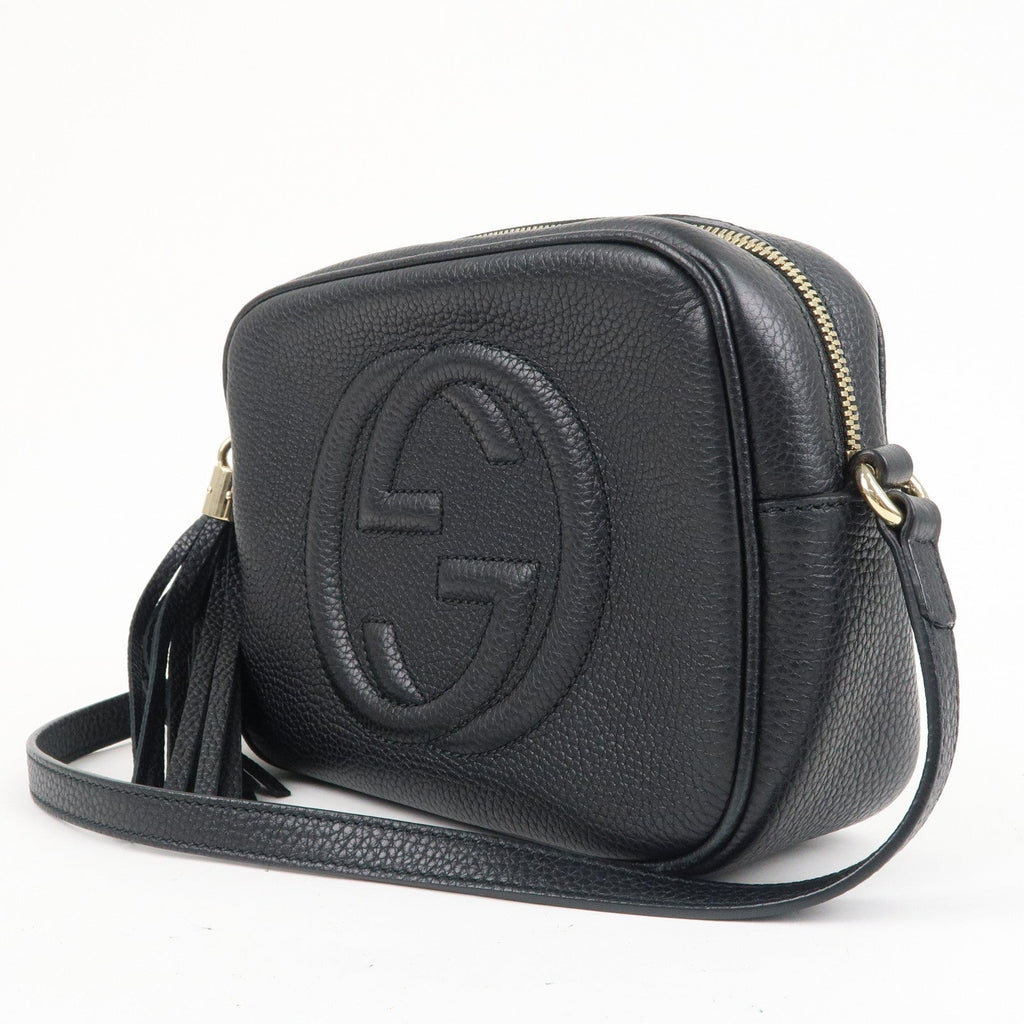 GUCCI SOHO Small Disco Leather Shoulder Bag Black 308364