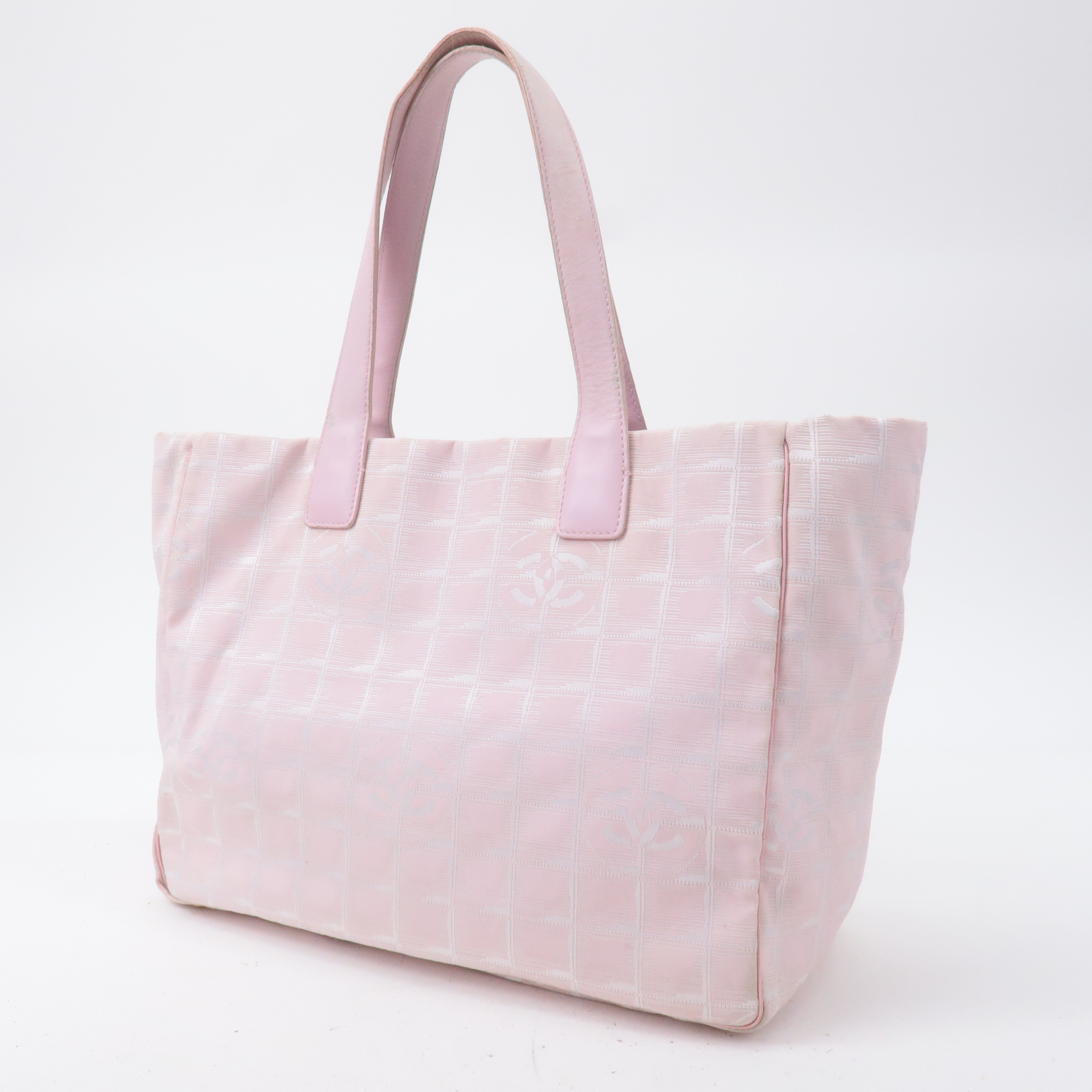CHANEL New Travel Line Nylon Jacquard Leather Tote Bag MM A15991