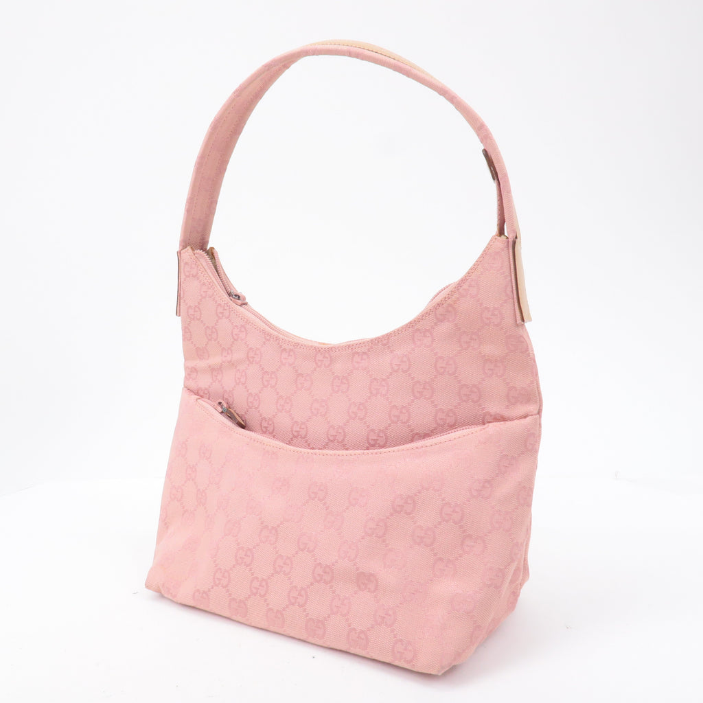 GUCCI GG Canvas Leather Shoulder Bag Hand Bag Pink 001・3386