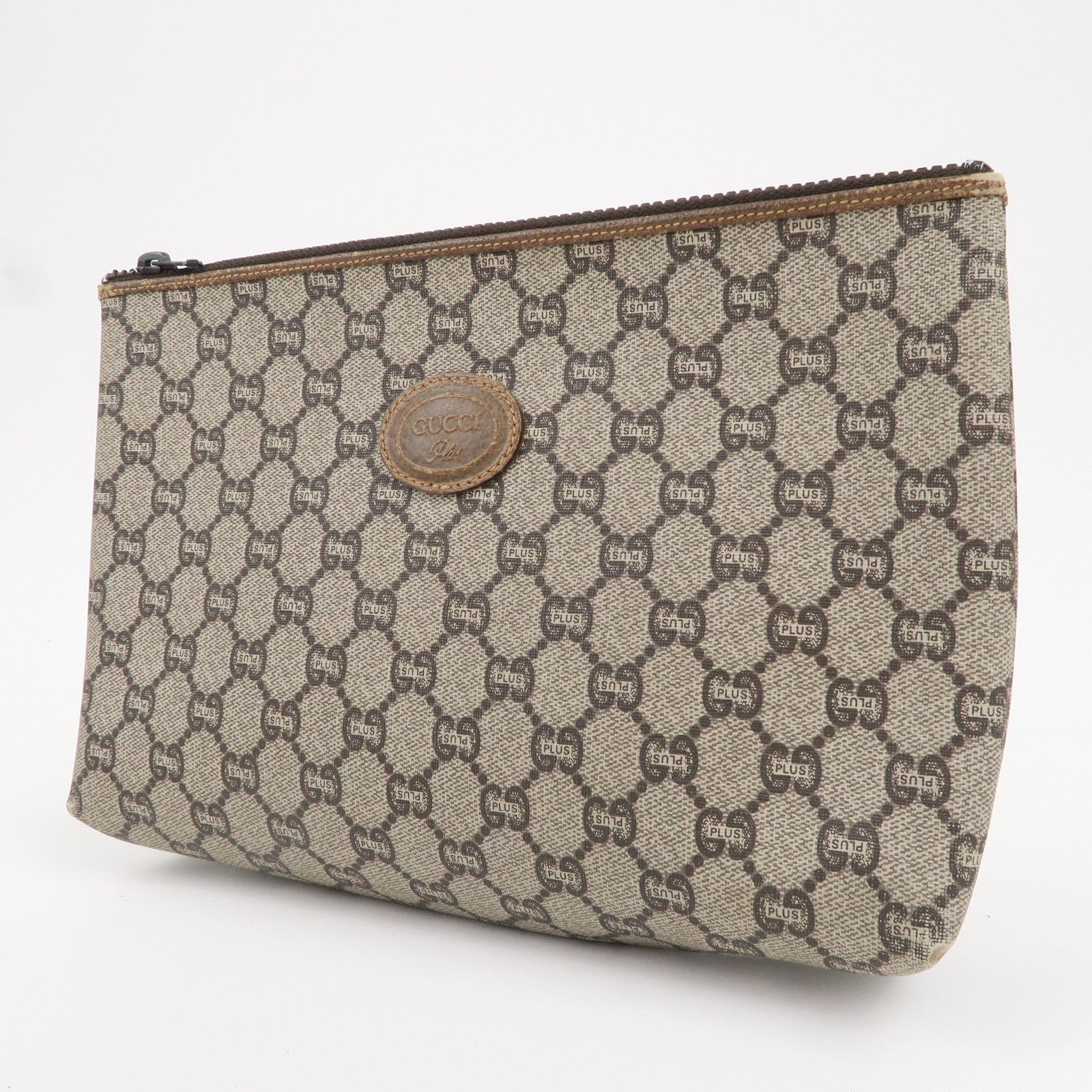 GUCCI Set of 3 Old Gucci Leather Second Bag Pouch Beige Brown