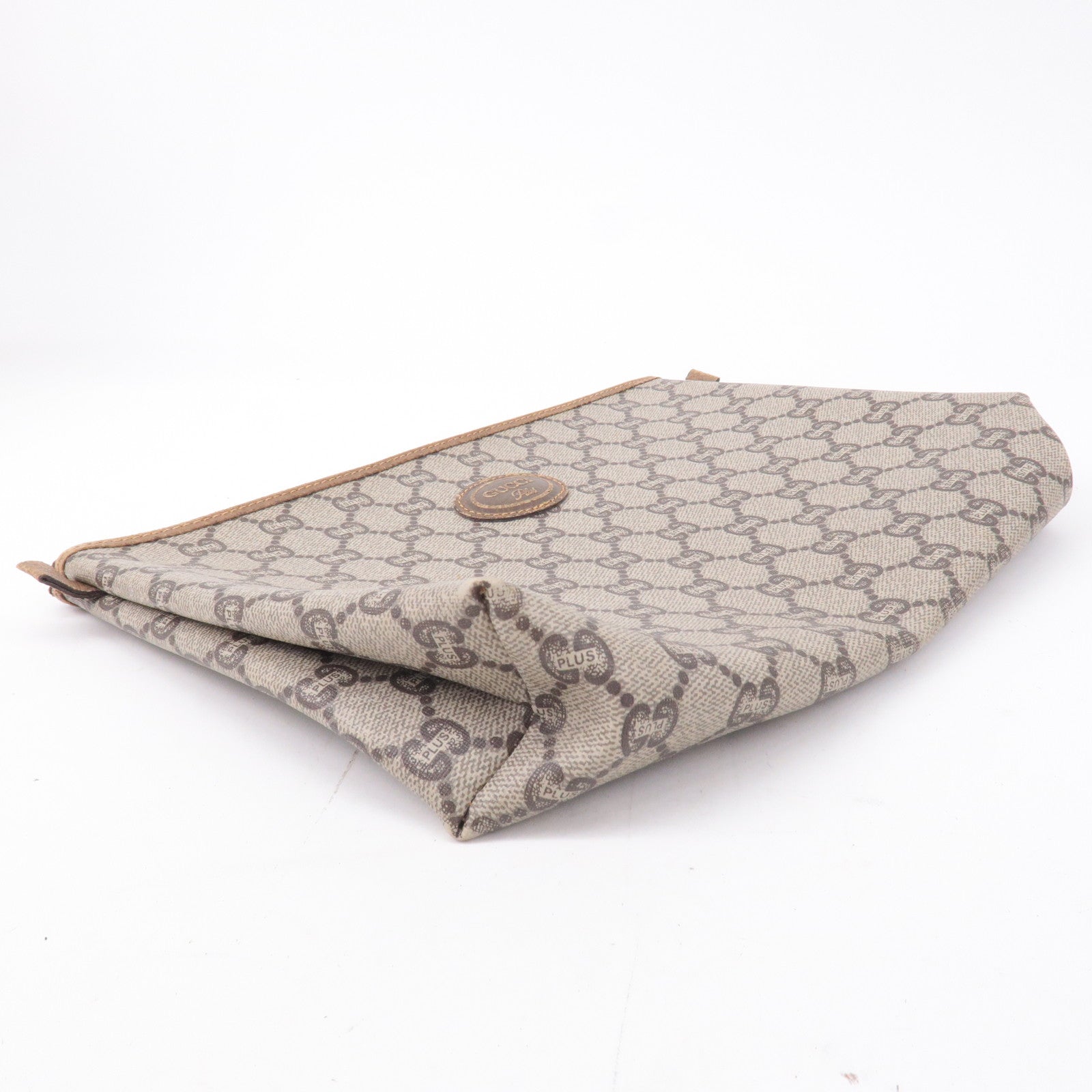 GUCCI Set of 3 Old Gucci GG Plus Leather Clutch Bag Beige Brown