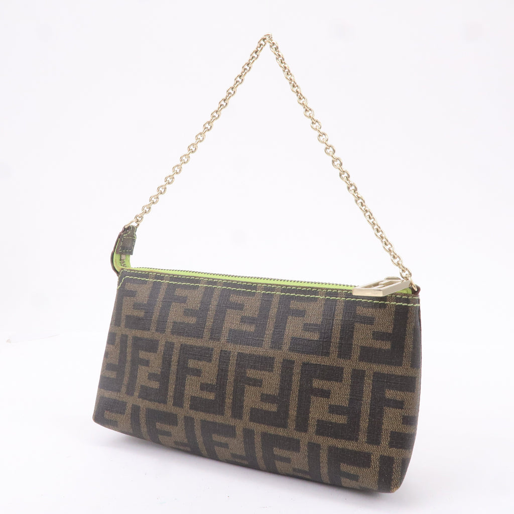 FENDI Zucca Print PVC Accessory Pouch Bag Khaki Green 8BR592