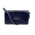 Gucci Vintage Navy Blue Leather East West Shoulder Bag