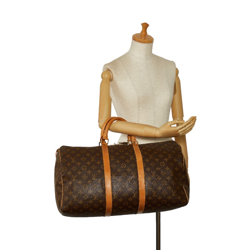 Louis Vuitton Monogram Keepall 50 Boston Bag M41426 Brown PVC Leather  Louis Vuitton