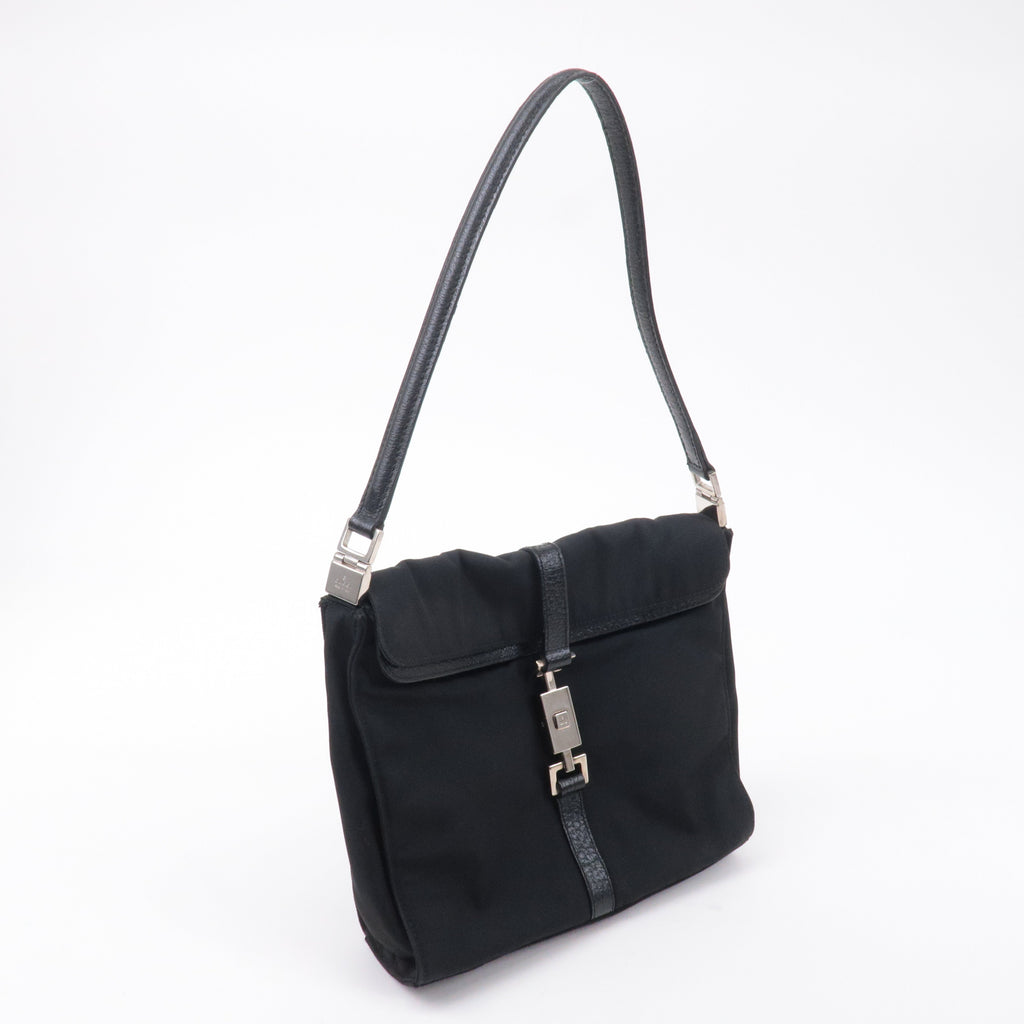 GUCCI Jackie Canvas Leather Shoulder Bag Hand Bag Black 00.3734