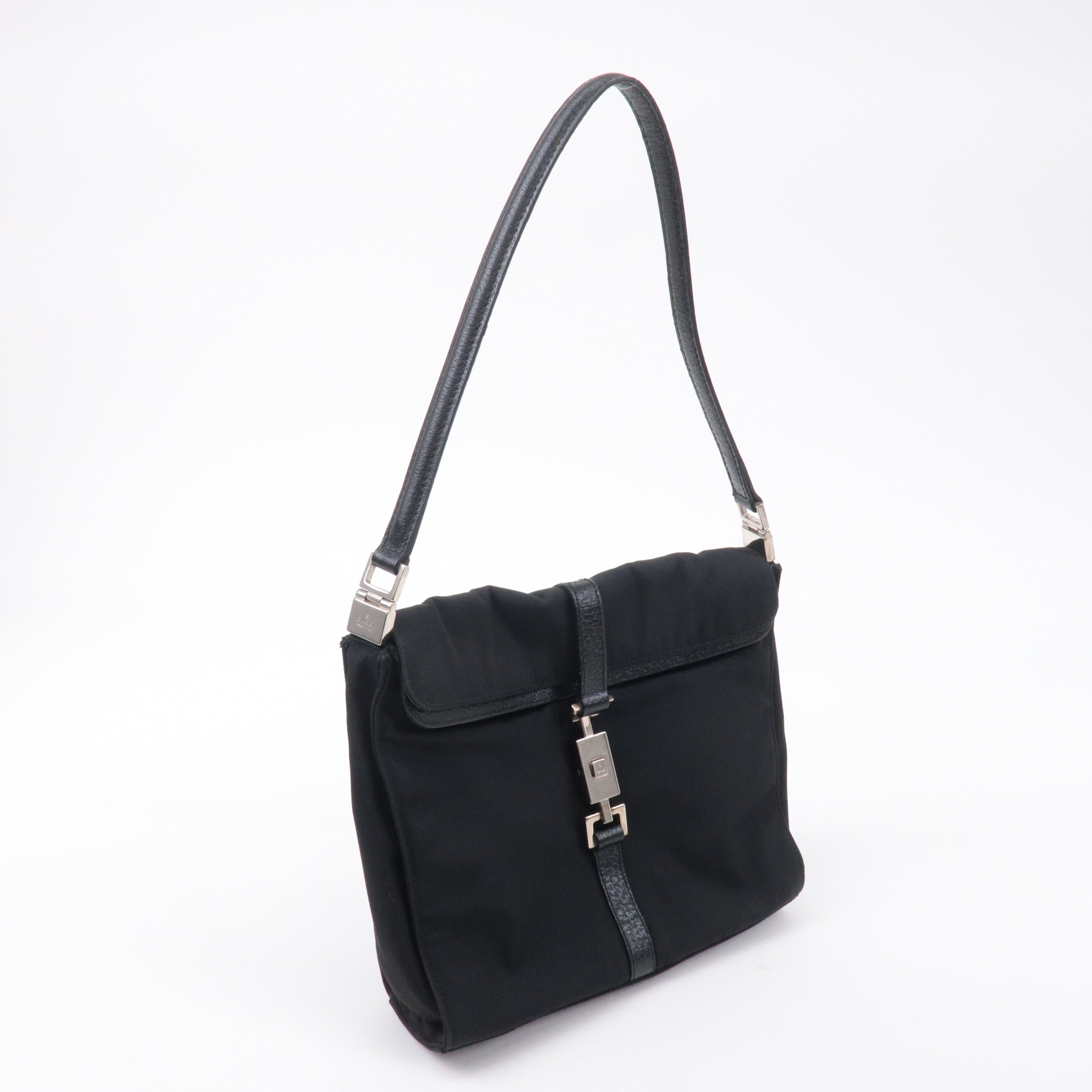 GUCCI Jackie Canvas Leather Shoulder Bag Hand Bag Black 00.3734