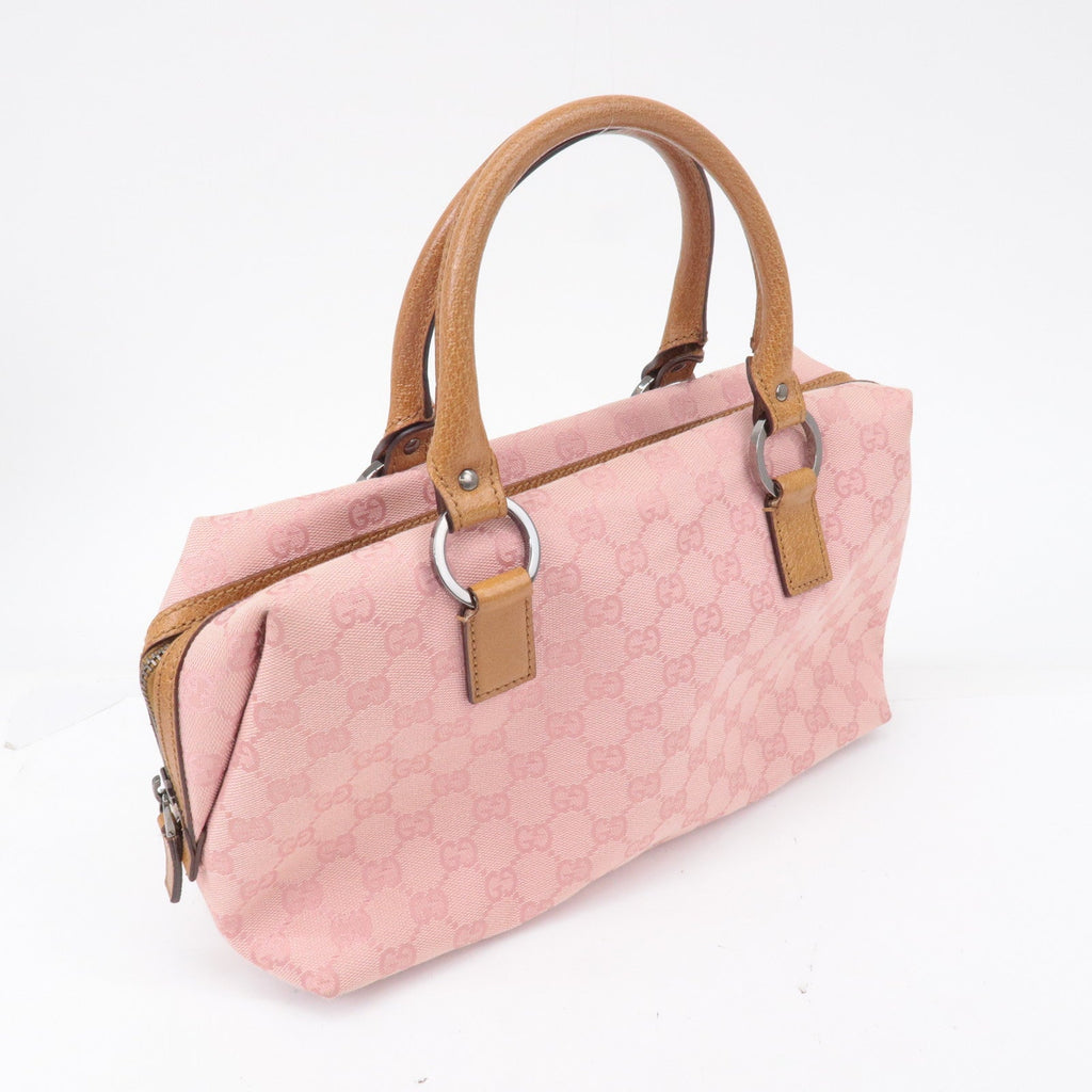 GUCCI GG Canvas Leather Mini Boston Bag Hand Bag Pink 113009