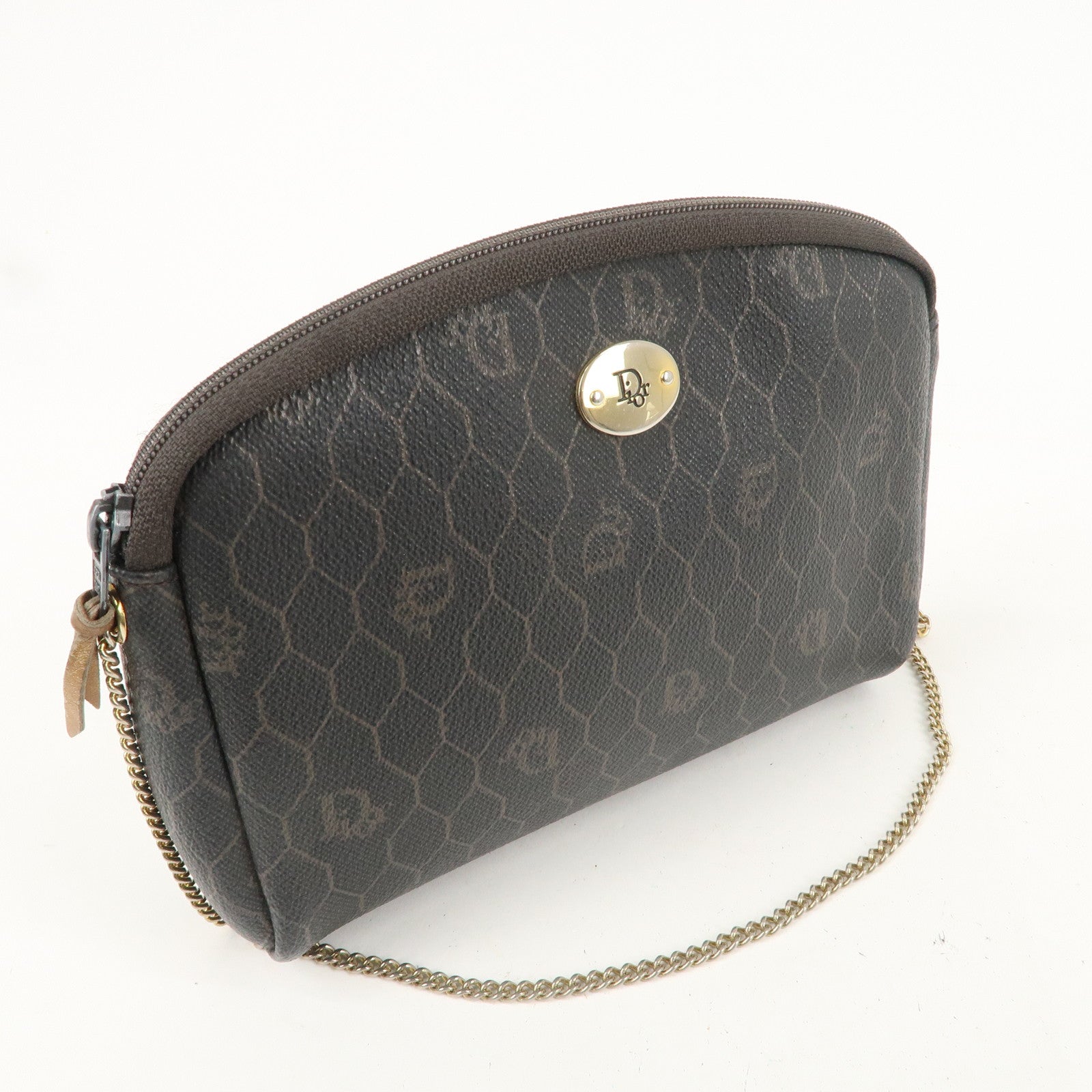 Christian Dior Honeycomb PVC Chain Shoulder Bag Black