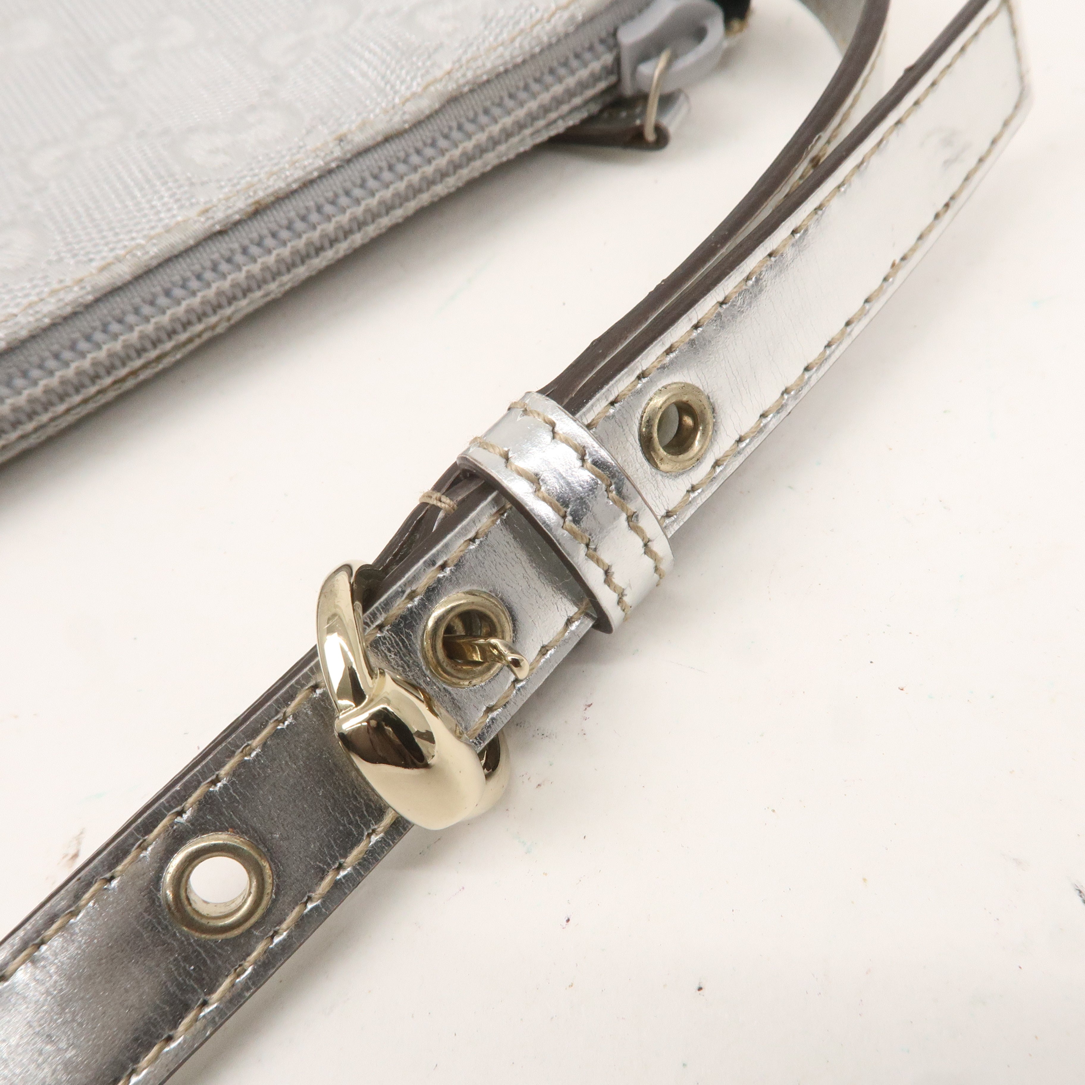 GUCCI Boat Bag Set of 2 GG Canvas Leather Hand Bag 07198 190393
