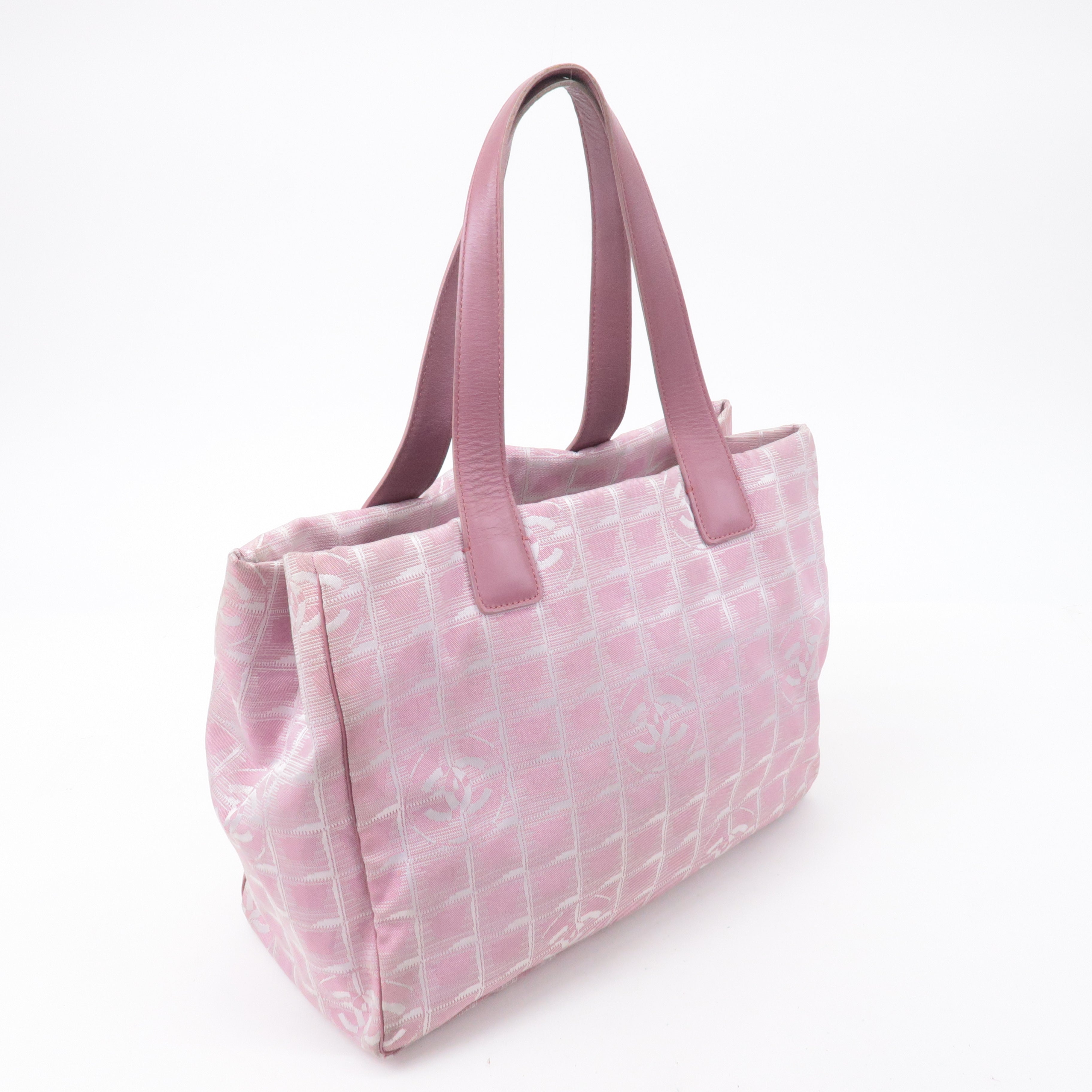 CHANEL New Travel Line Nylon Jacquard Leather Tote Bag MM A15991