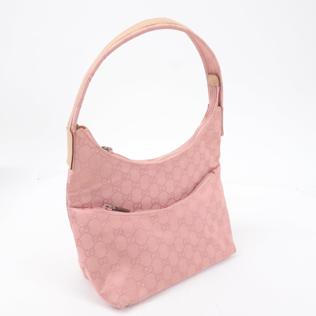 GUCCI GG Canvas Leather Shoulder Bag Hand Bag Pink 001・3386