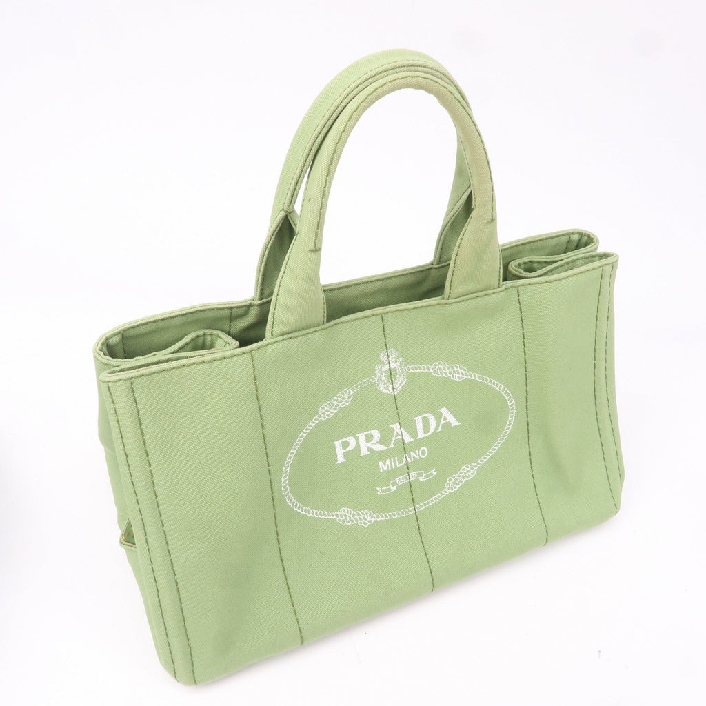 Prada Canapa Canvas Tote Bag Hand Bag Green B1877B
